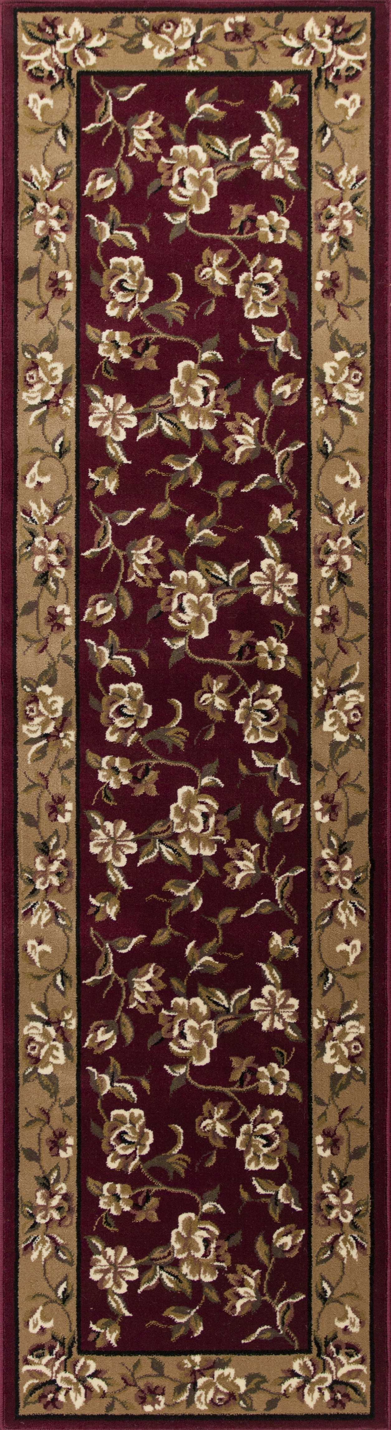 2'X3' Red Beige Machine Woven Floral Traditional Indoor Accent Rug