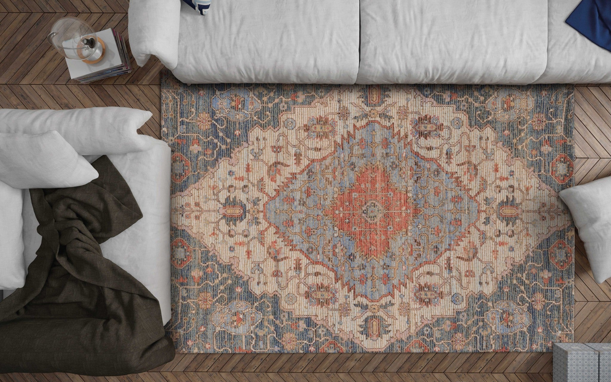 2' X 4' Jute Blue Or Red Area Rug