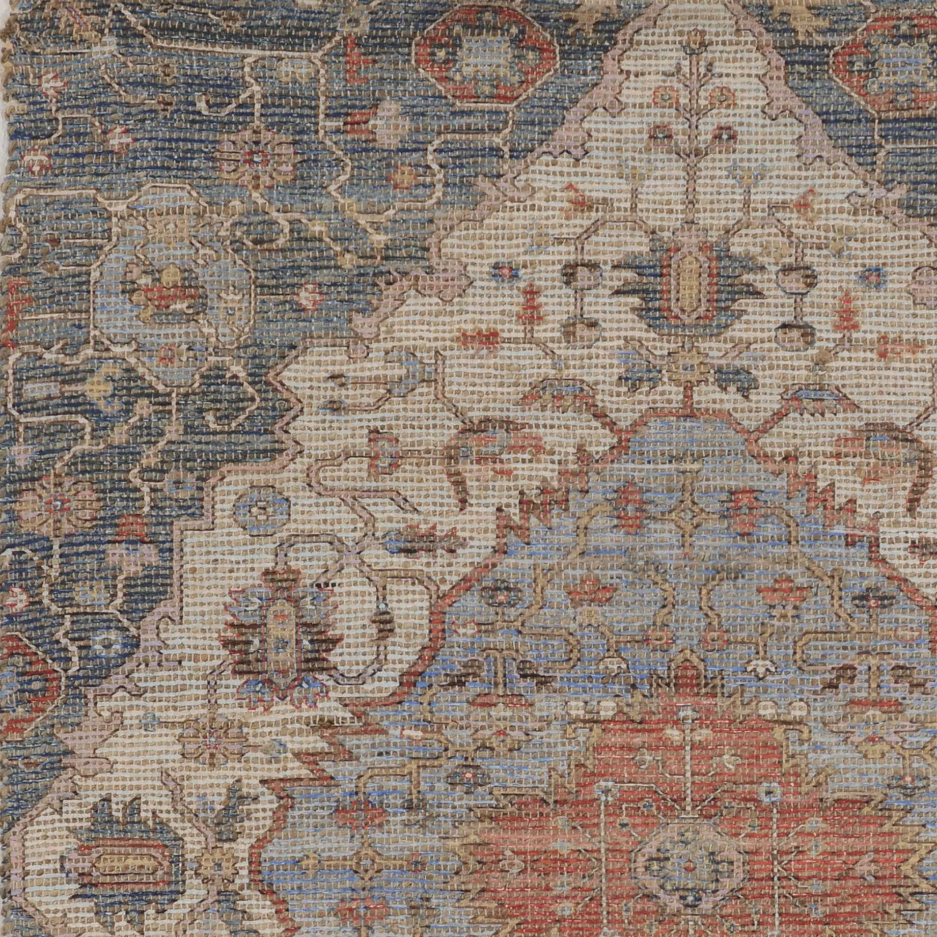2' X 4' Jute Blue Or Red Area Rug