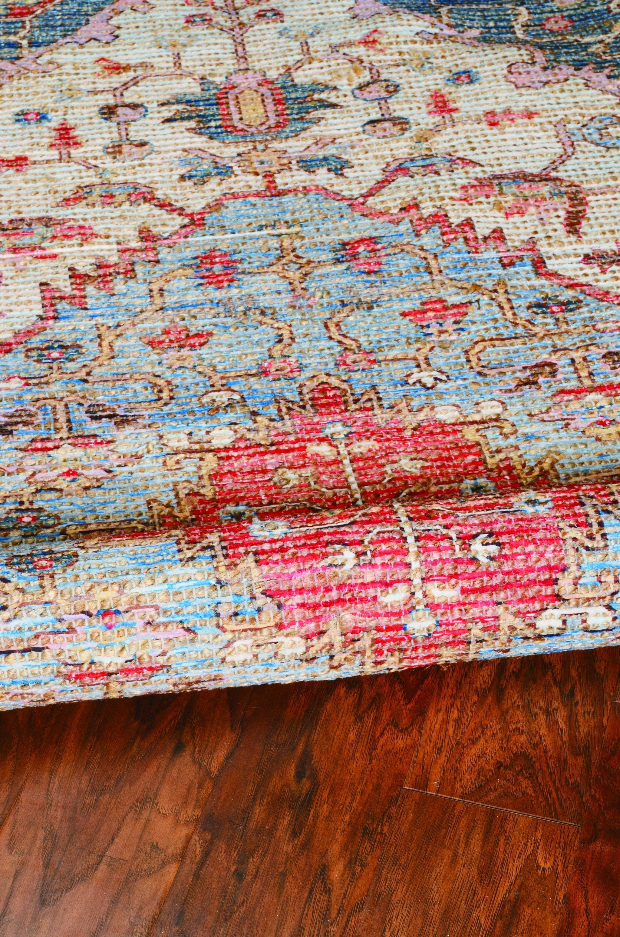 2' X 4' Jute Blue Or Red Area Rug