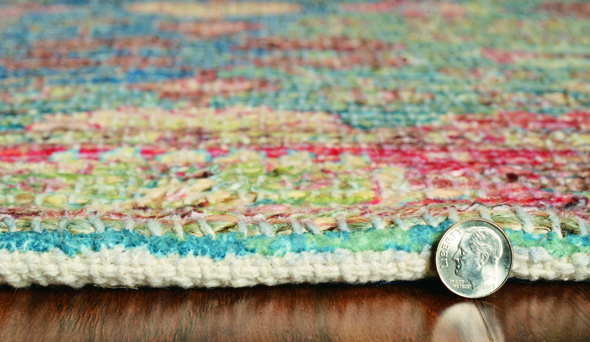 2'X4' Blue Red Hand Woven Floral Traditional Indoor Accent Rug