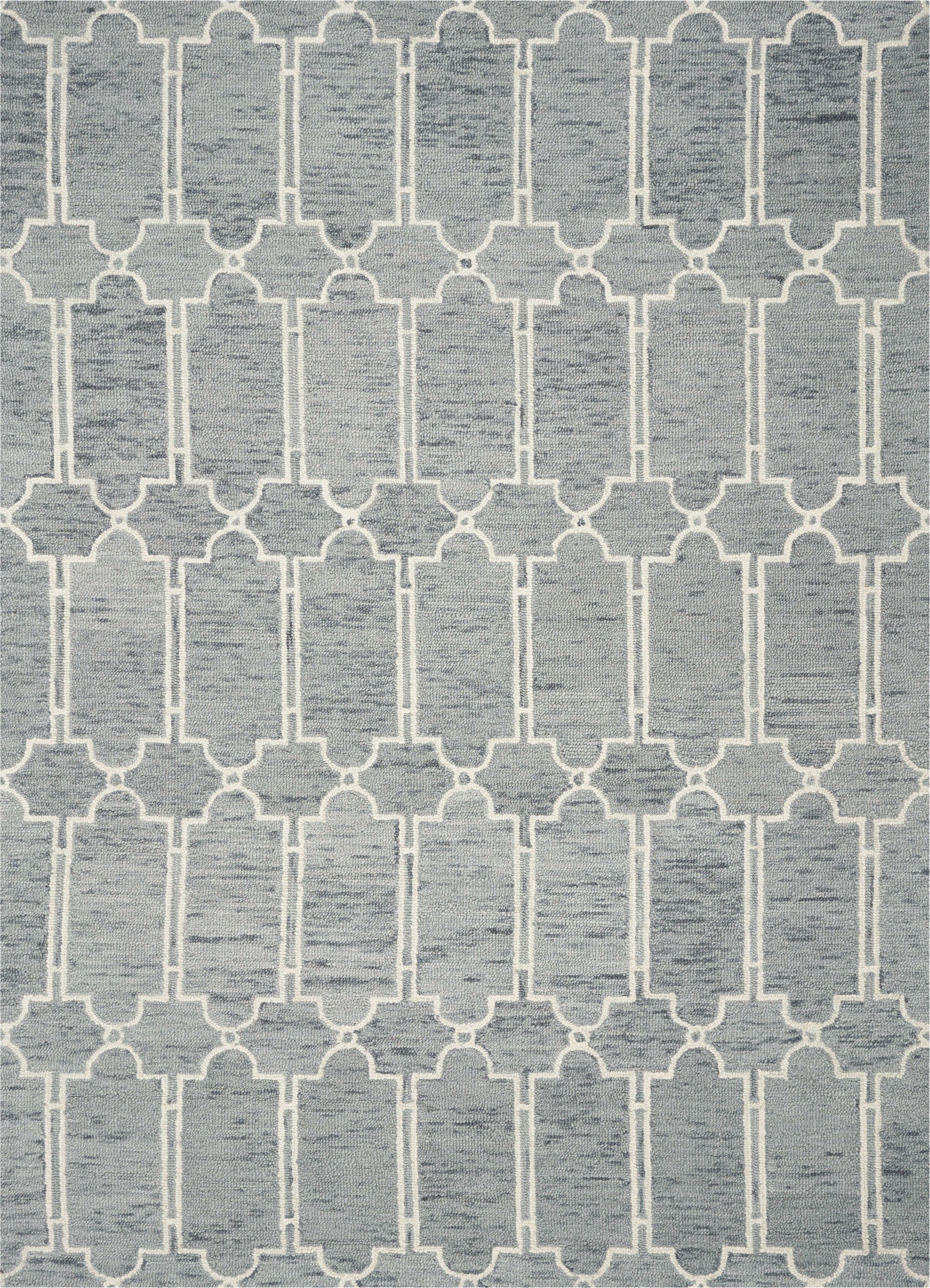2'X4' Slate Blue Hand Tufted Geometric Indoor Accent Rug