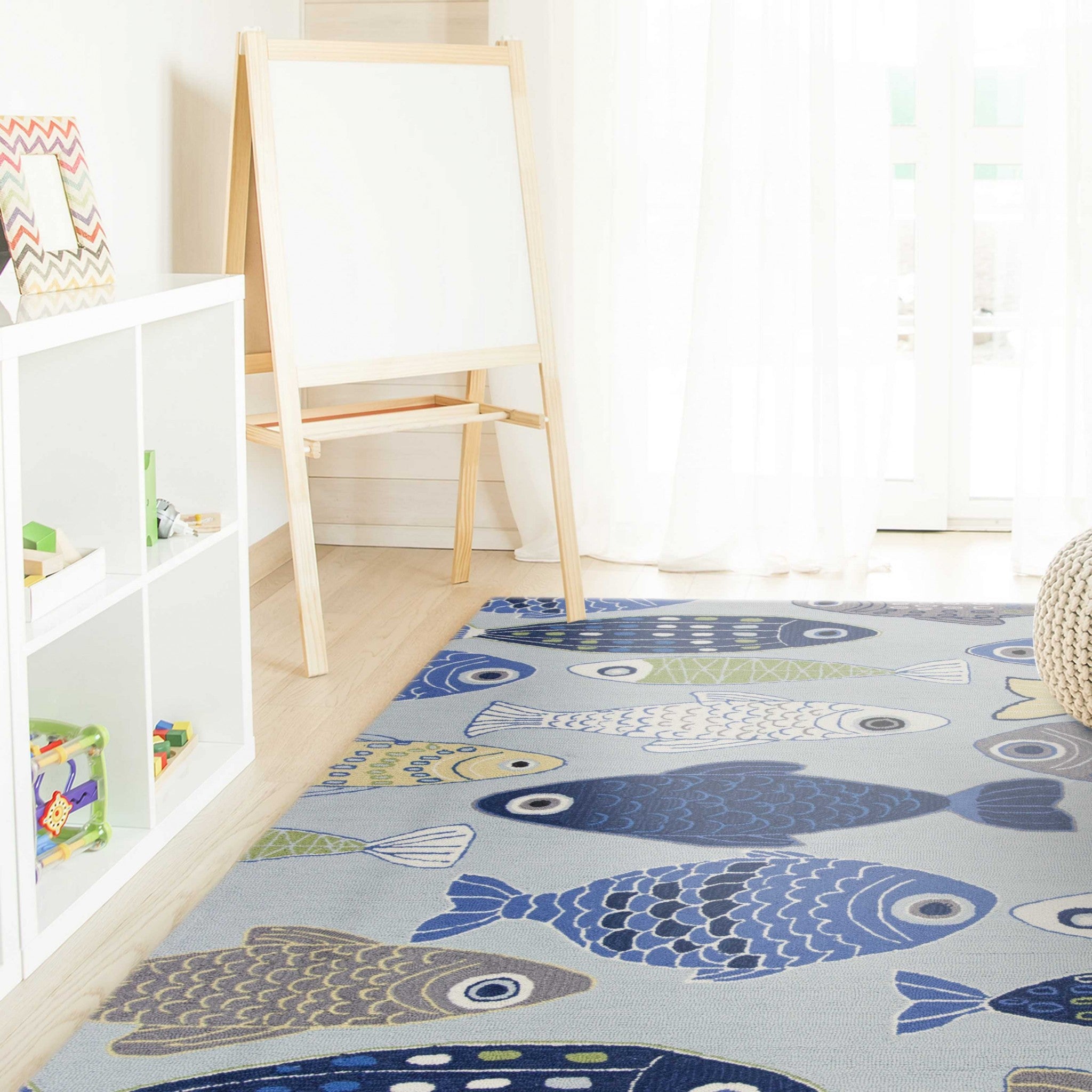 2' X 4' Polyester Light Blue Area Rug