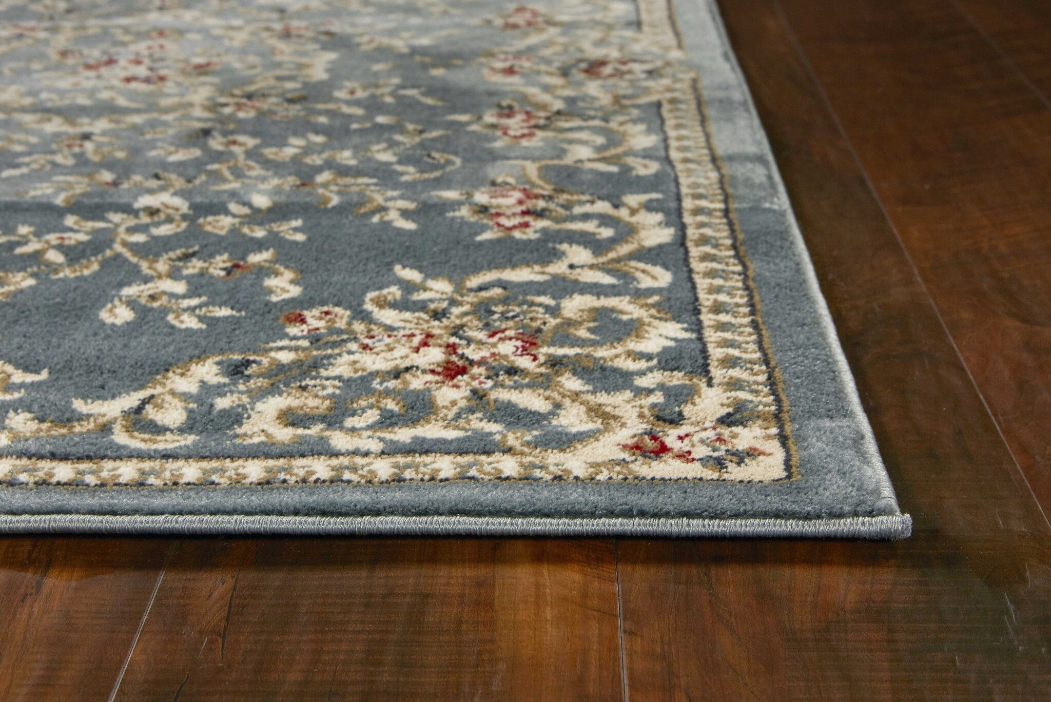 3'X5' Slate Blue Floral Indoor Area Rug