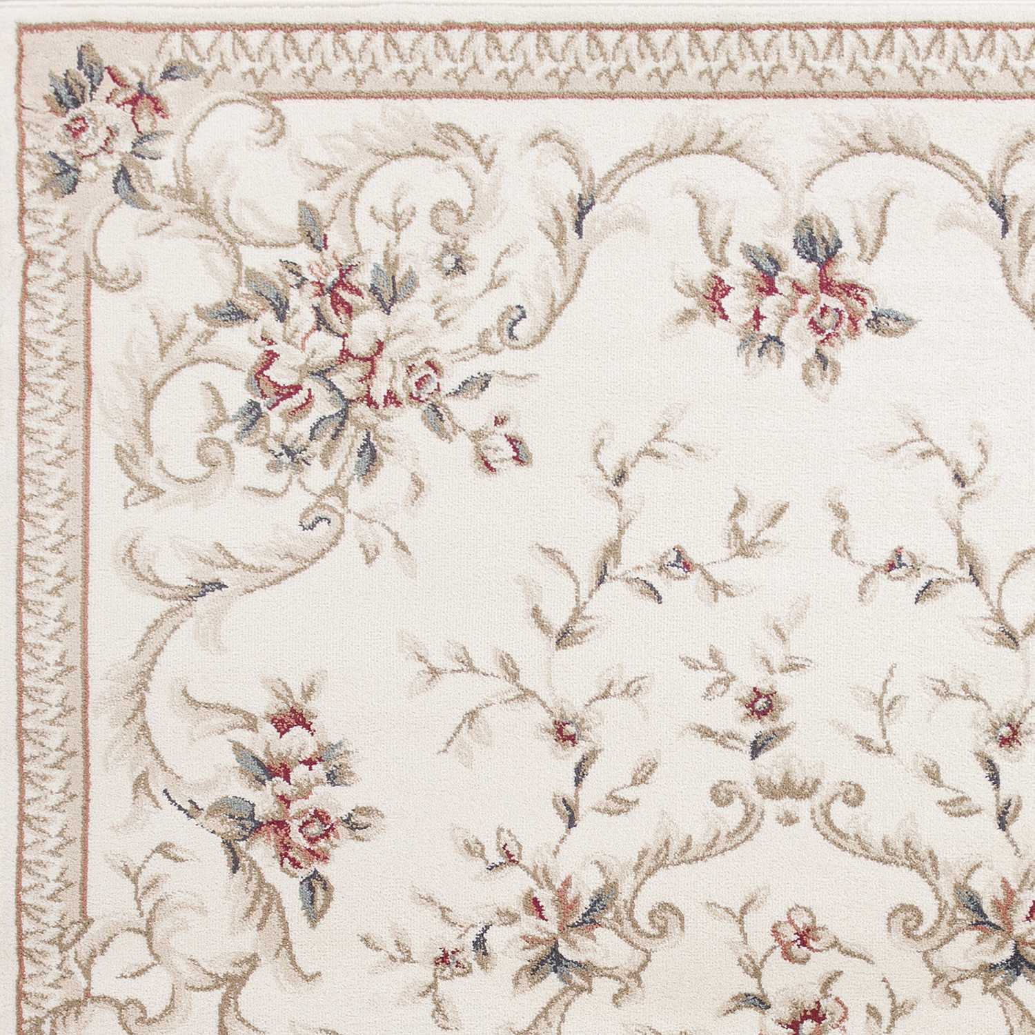 3'X5' Ivory Bordered Floral Indoor Area Rug