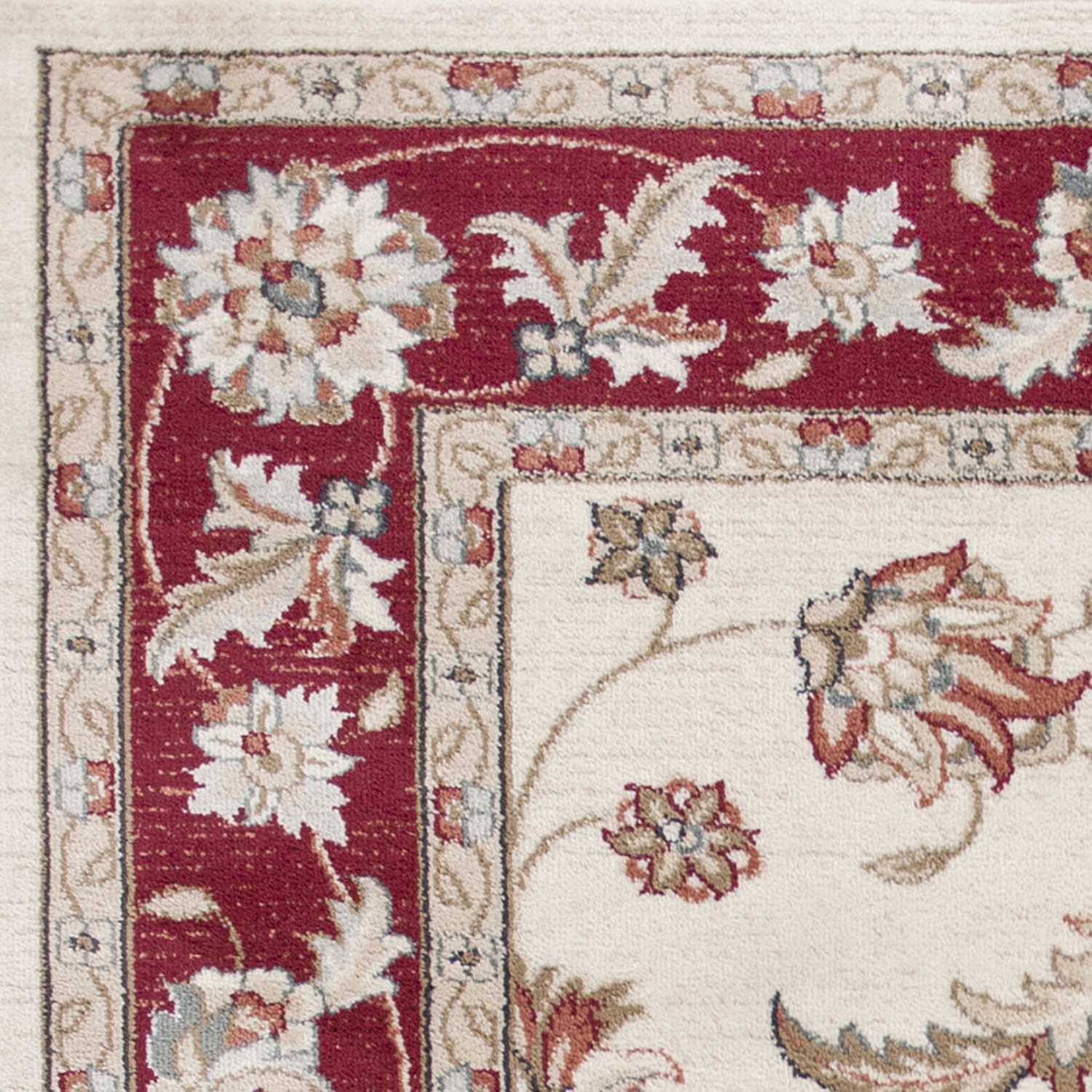 3'X5' Ivory Red Floral Indoor Area Rug