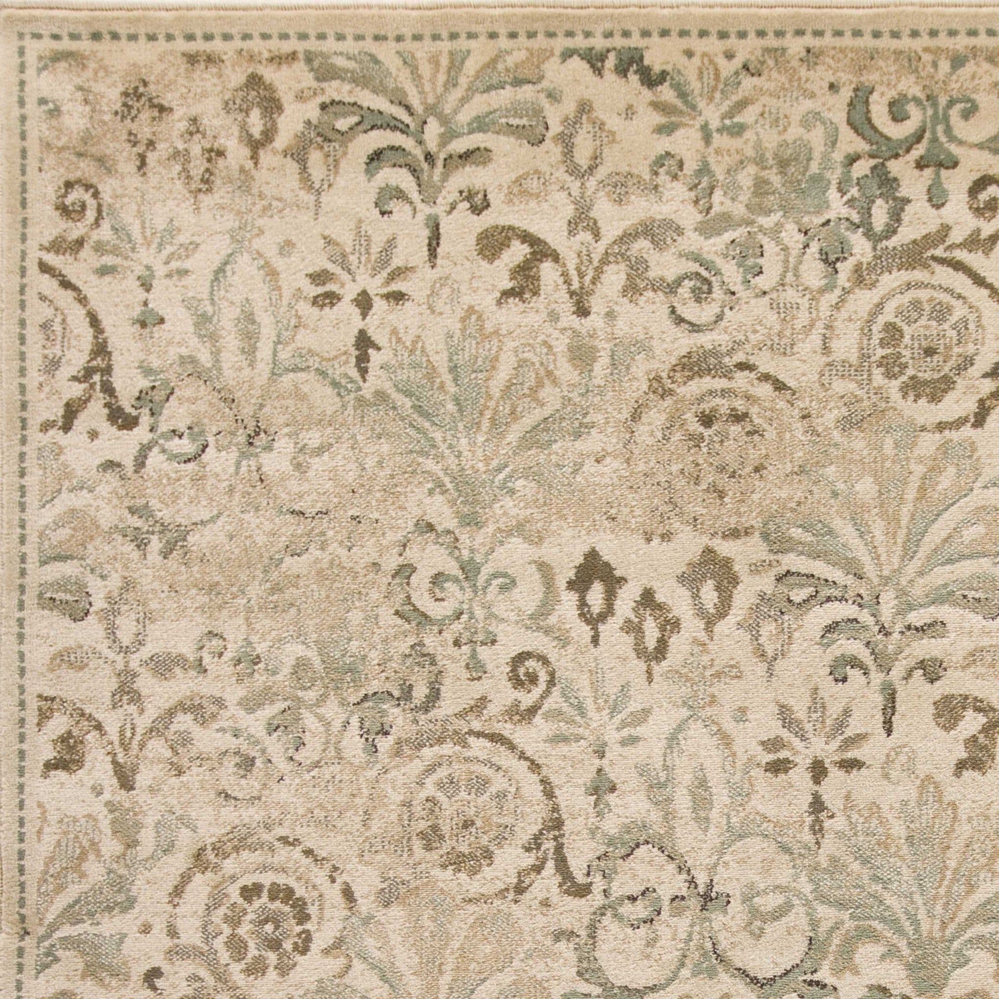 3'X5' Ivory Machine Woven Floral Traditional Indoor Area Rug