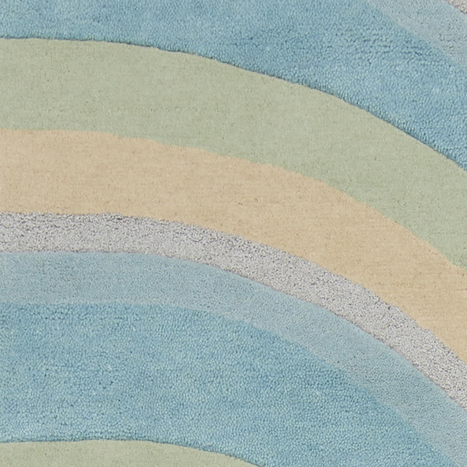 2'X4' Ocean Blue Beige Hand Tufted Abstract Waves Indoor Accent Rug