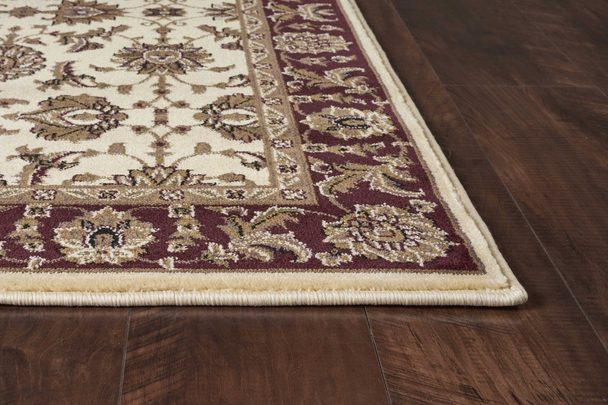 3'X5' Ivory Red Machine Woven Floral Traditional Indoor Area Rug