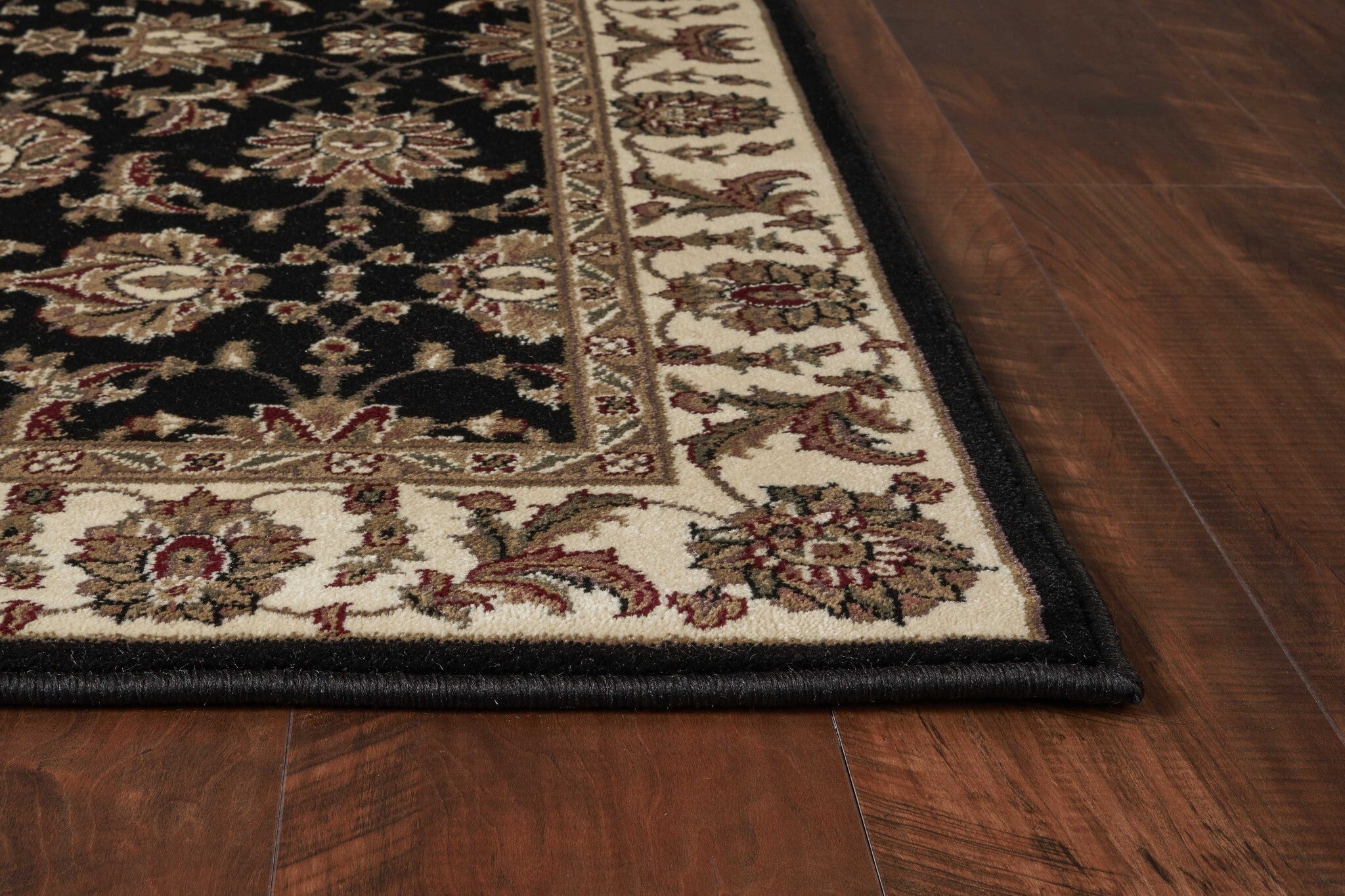 3'X5' Black Ivory Machine Woven Floral Traditional Indoor Area Rug