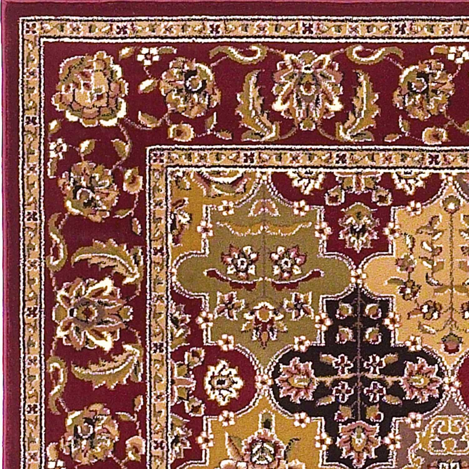 3'X5' Red Machine Woven Traditional Quatrefoil Indoor Area Rug