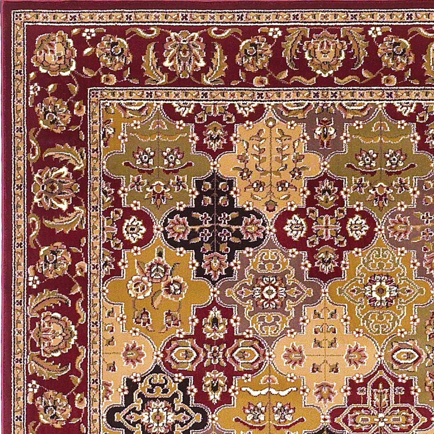 3'X5' Red Machine Woven Traditional Quatrefoil Indoor Area Rug