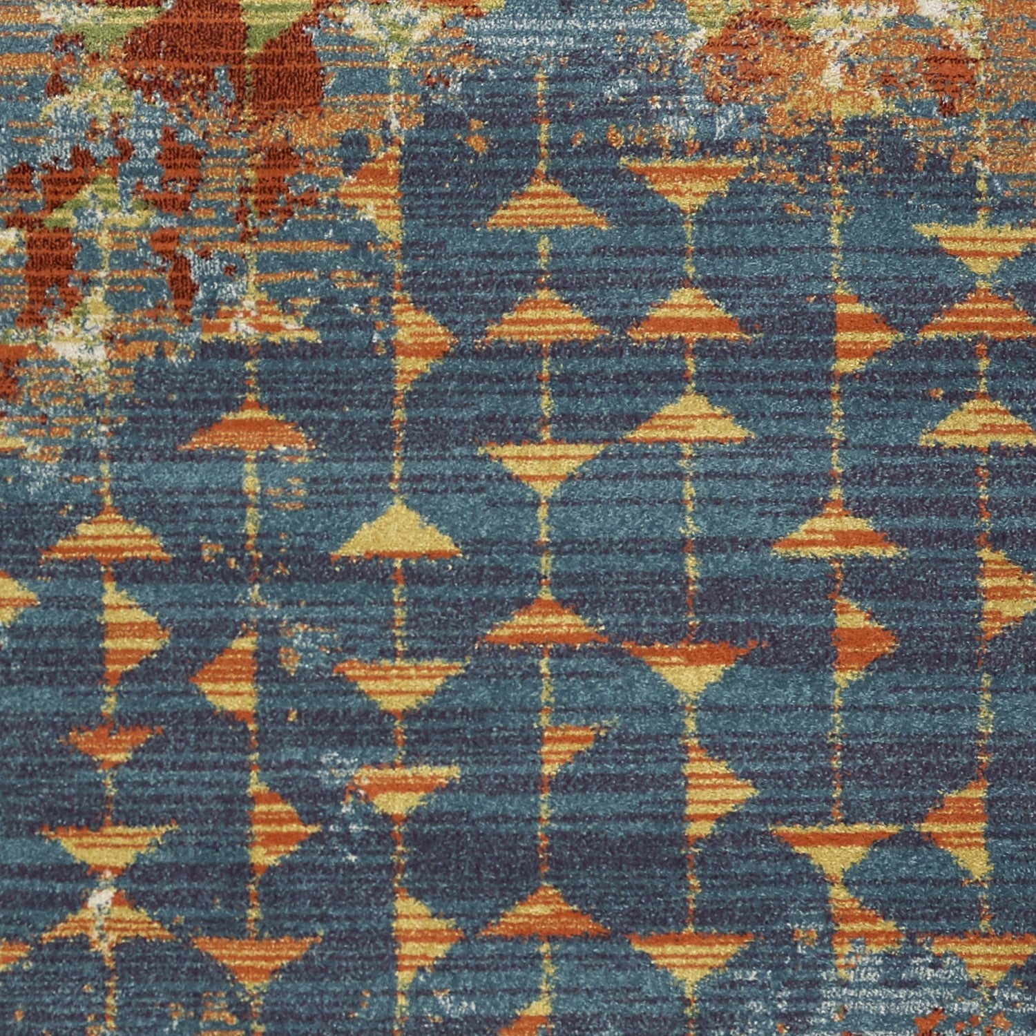 3'X5' Blue Coral Machine Woven Abstract Triangular Strings Indoor Area Rug