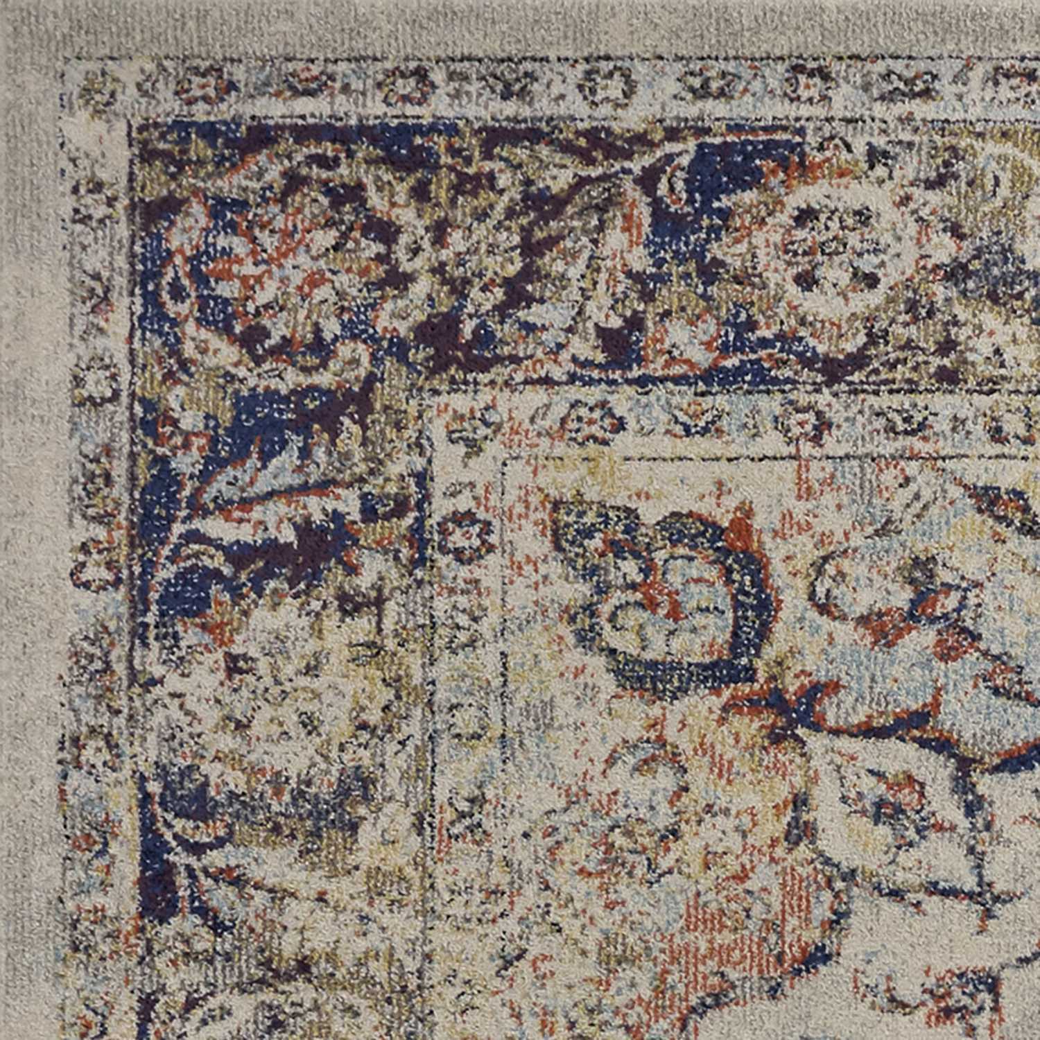 3'X5' Ivory Machine Woven Floral Traditional Indoor Area Rug
