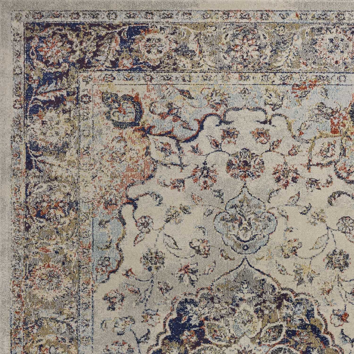 3'X5' Ivory Machine Woven Floral Traditional Indoor Area Rug