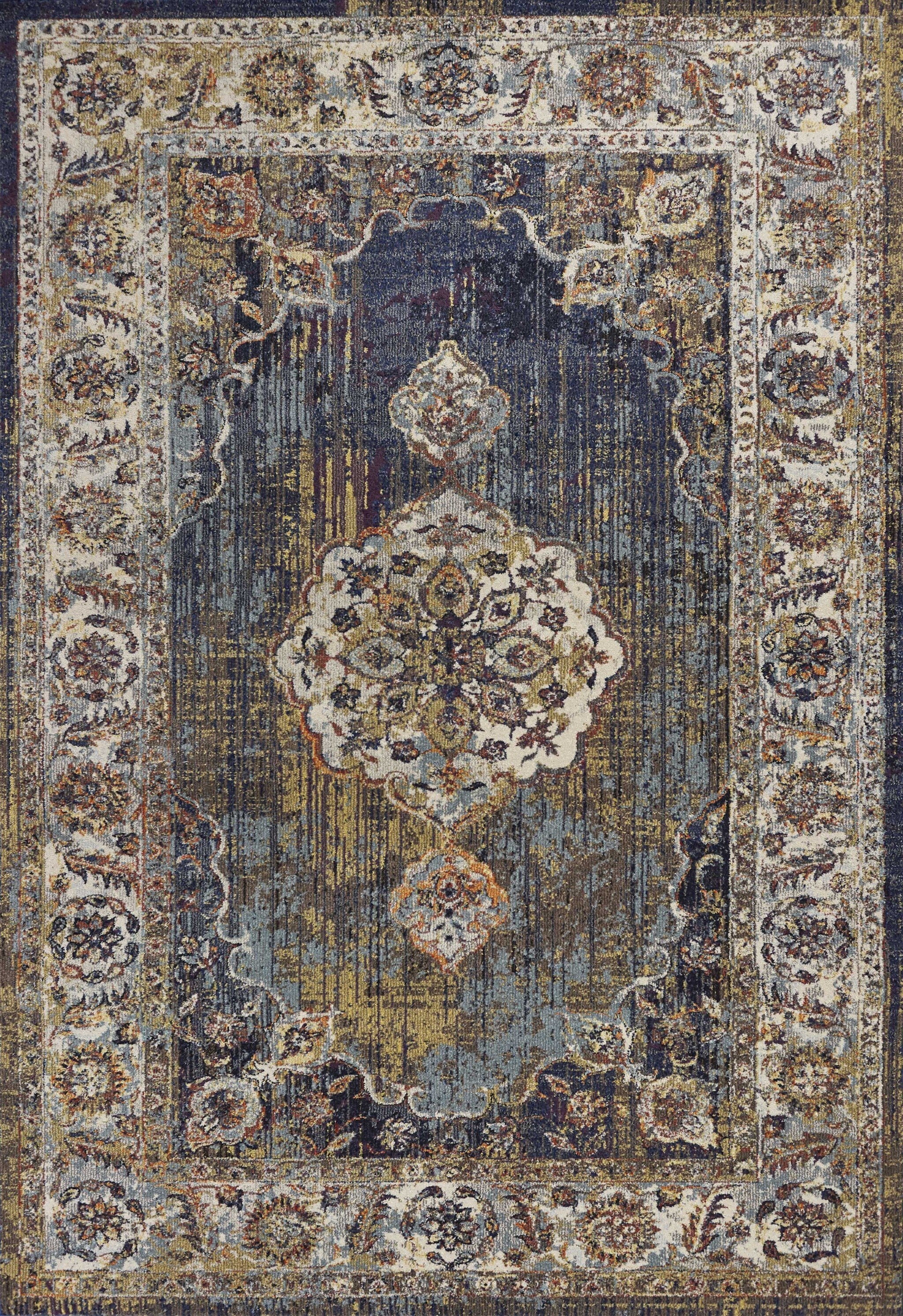 3' X 5' Navy Traditional Bordered Area Rug