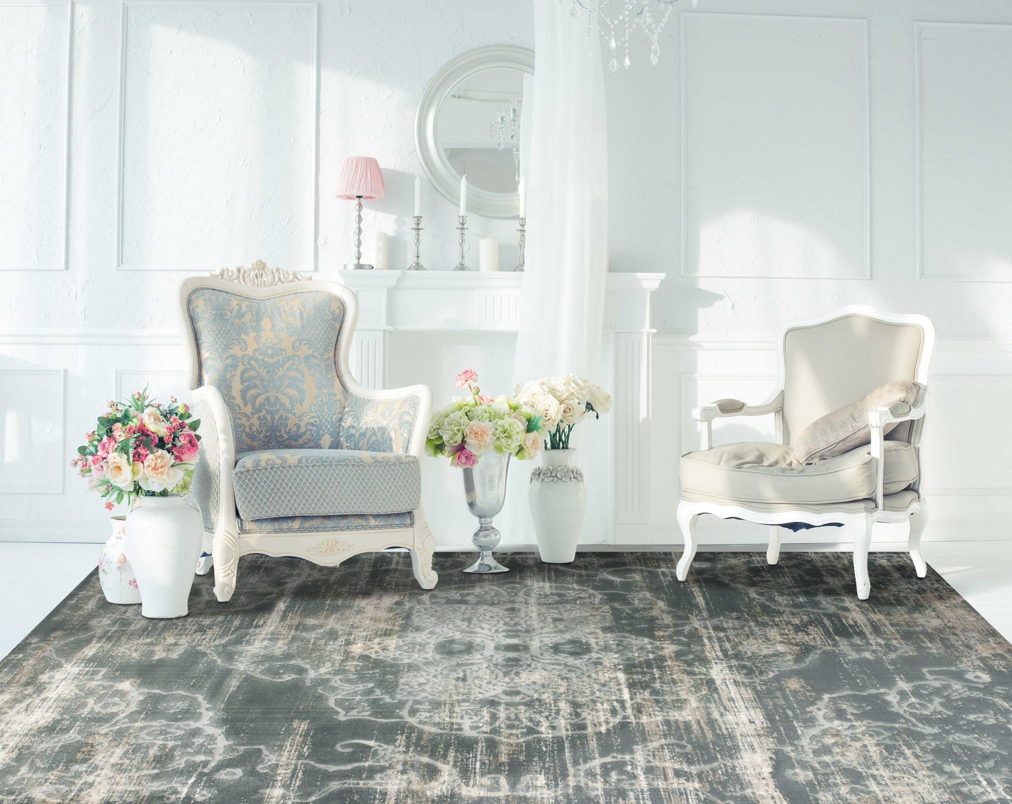 3' X 5' Slate Blue Medallion Area Rug