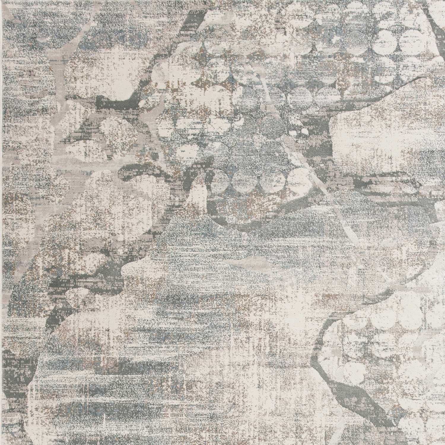 3' X 5' Ivory And Mist Abstract Area Rug