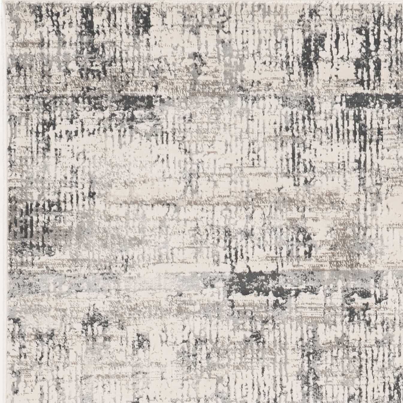 3'X5' Ivory Silver Machine Woven Abstract Scratch Indoor Area Rug