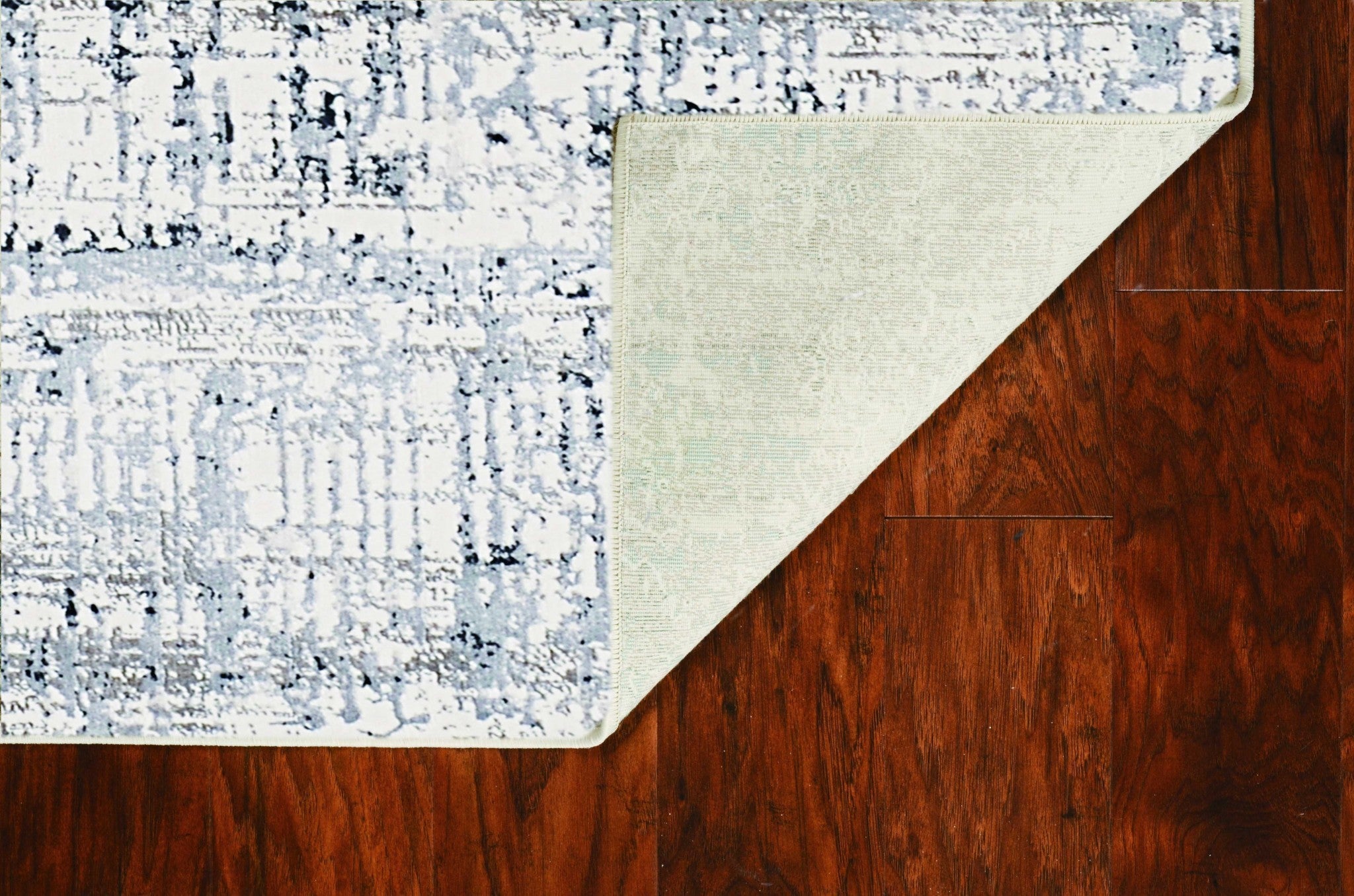 3'X5' Ivory Silver Machine Woven Abstract Scratch Indoor Area Rug