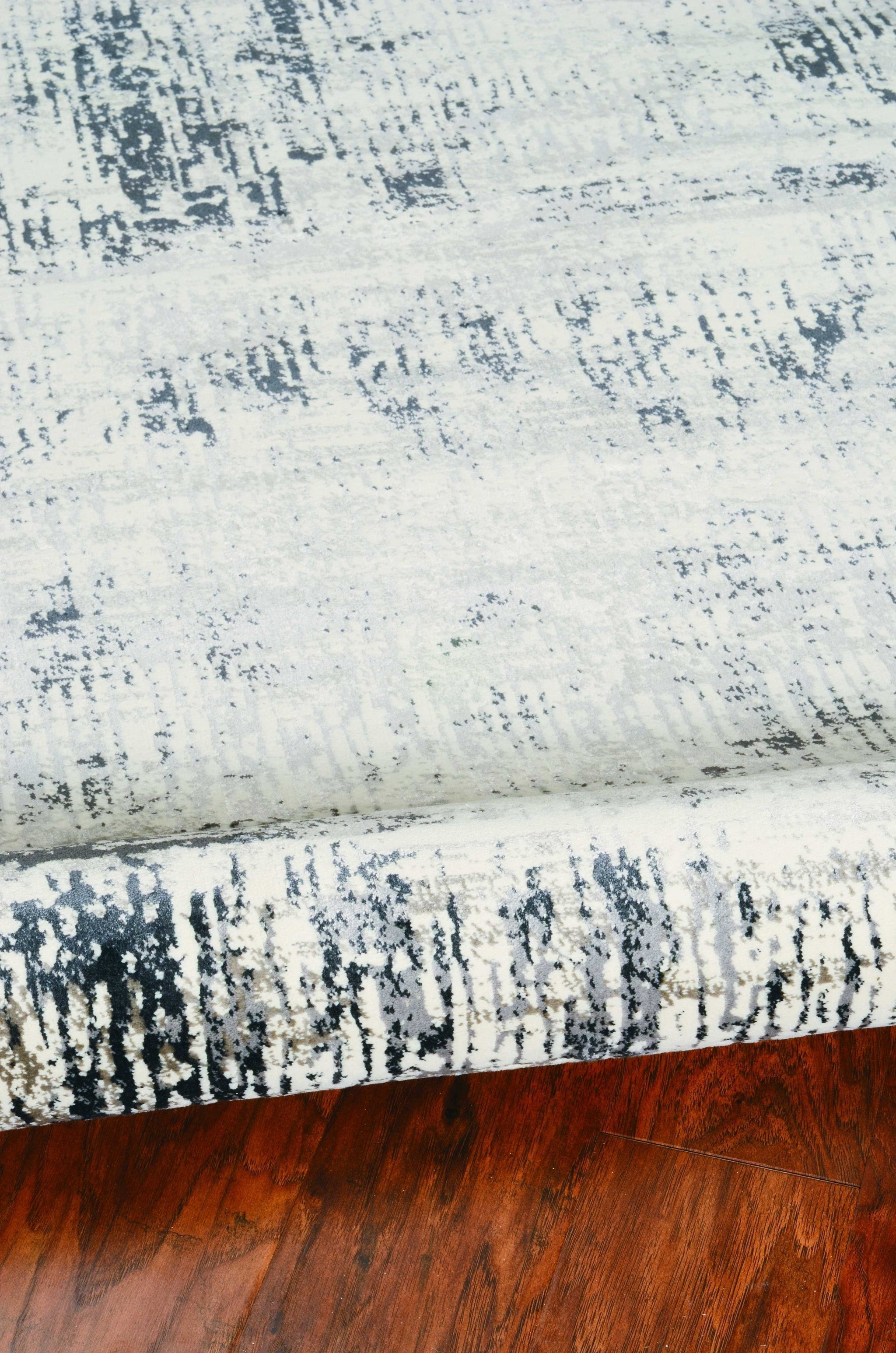 3'X5' Ivory Silver Machine Woven Abstract Scratch Indoor Area Rug