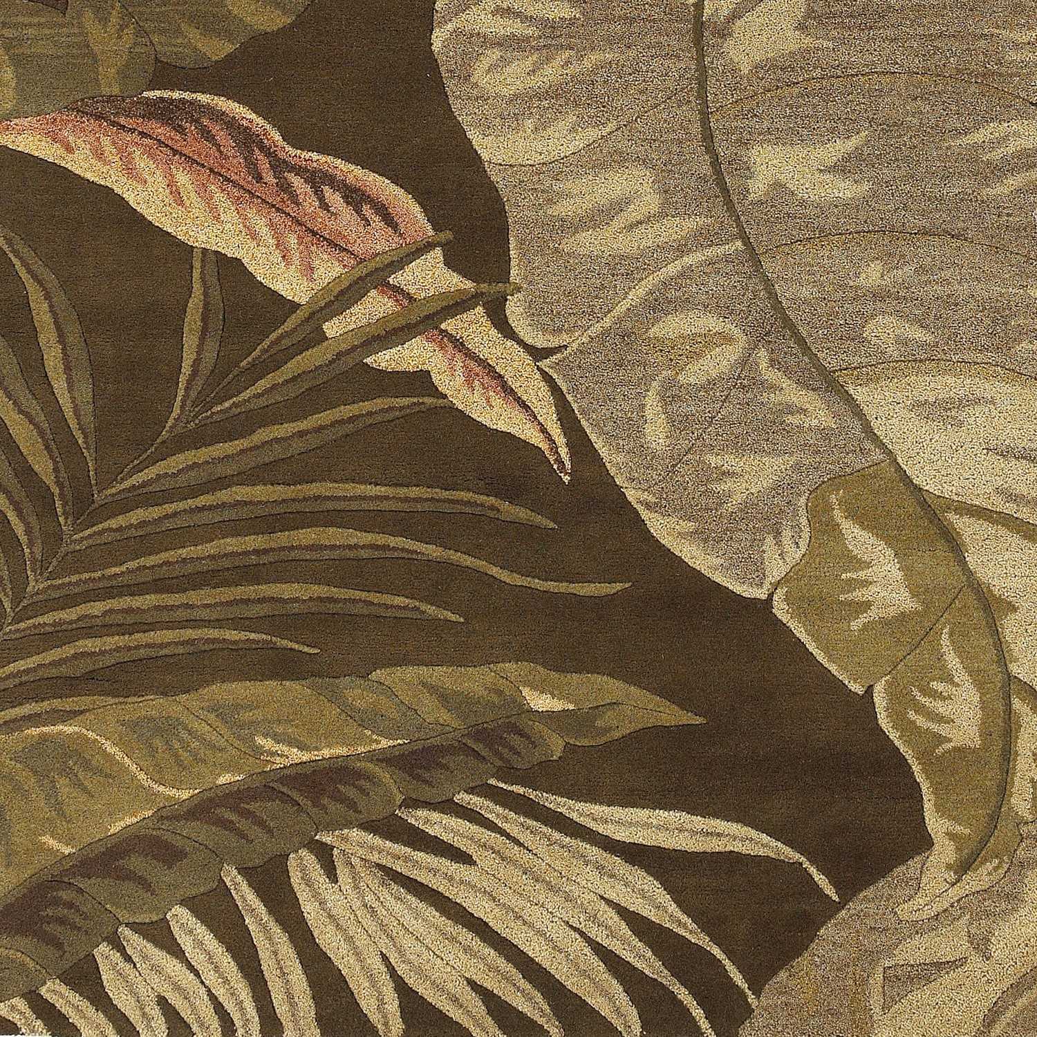 3'X4' Mocha Brown Hand Tufted Tropical Leaves Indoor Area Rug