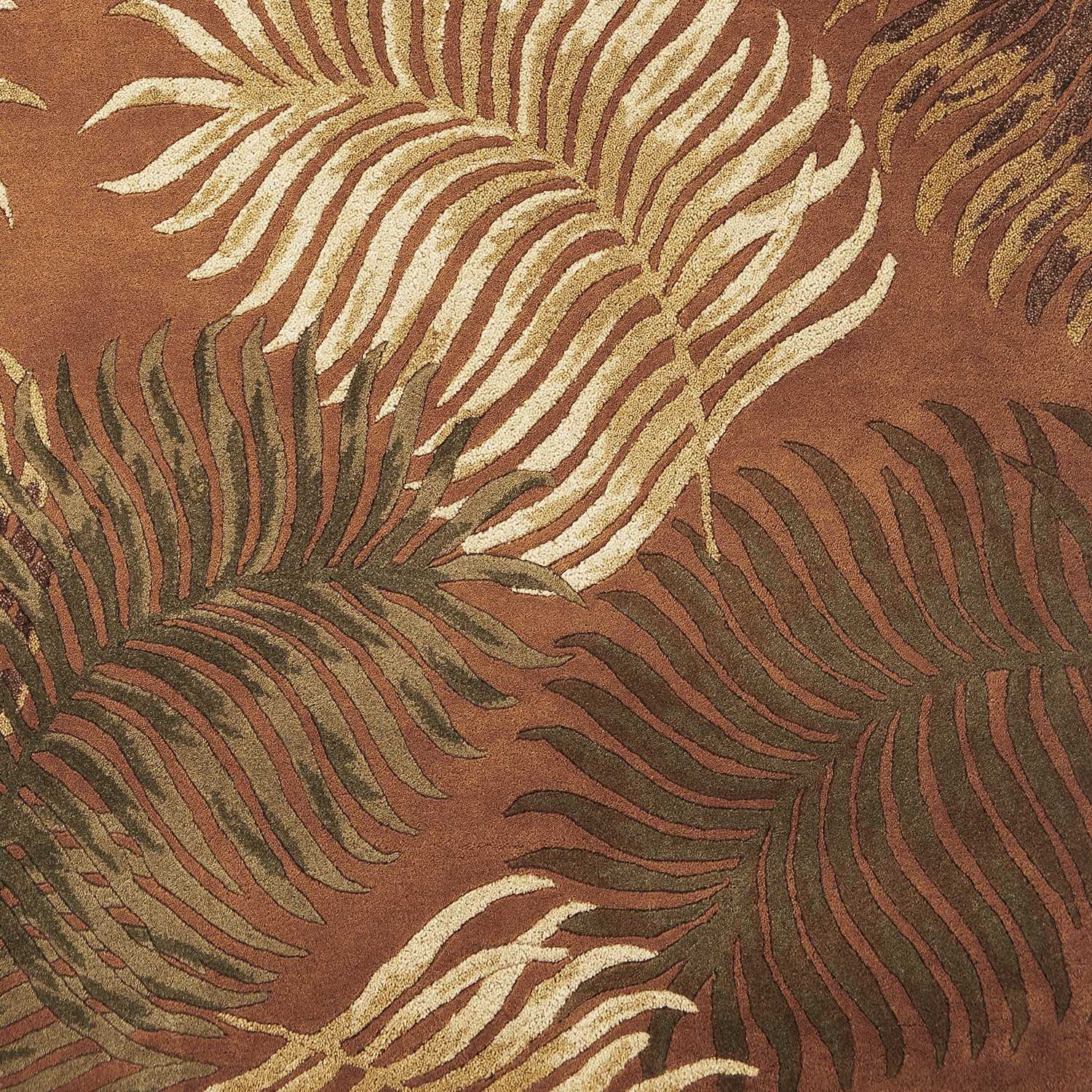 3'X4' Rust Orange Hand Tufted Tropical Leaves Indoor Area Rug