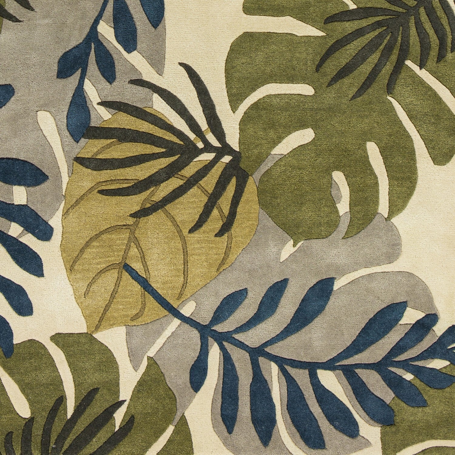 3'X4' Ivory Hand Tufted Oversized Tropical Leaves Indoor Area Rug