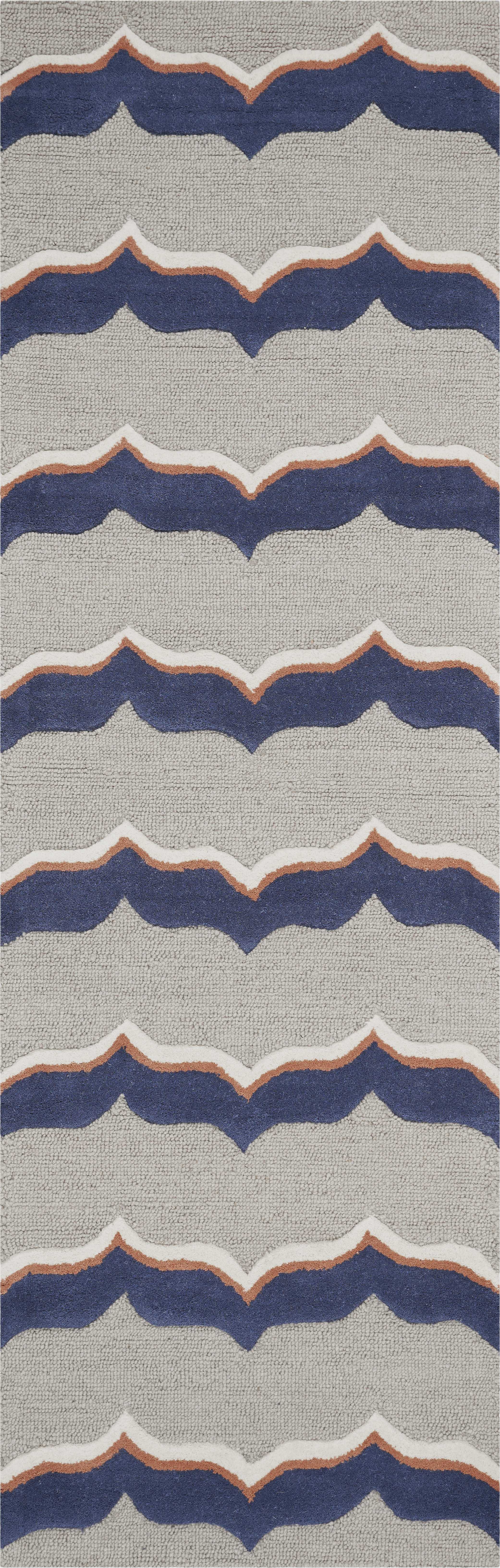 2'3 X 7'6 Runner Wool Putty Indigo Area Rug