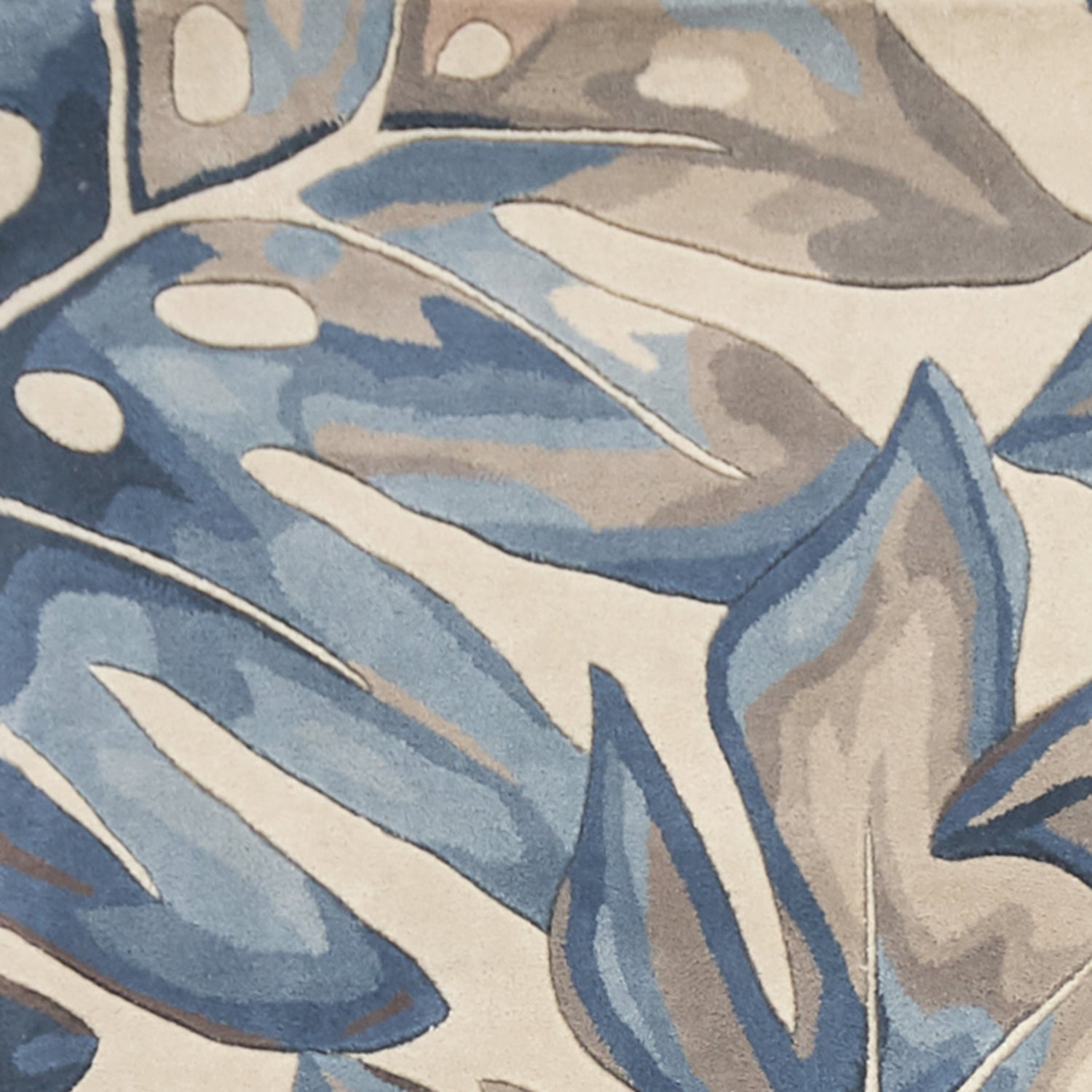 3'X4' Blue Hand Tufted Oversized Tropical Leaves Indoor Area Rug