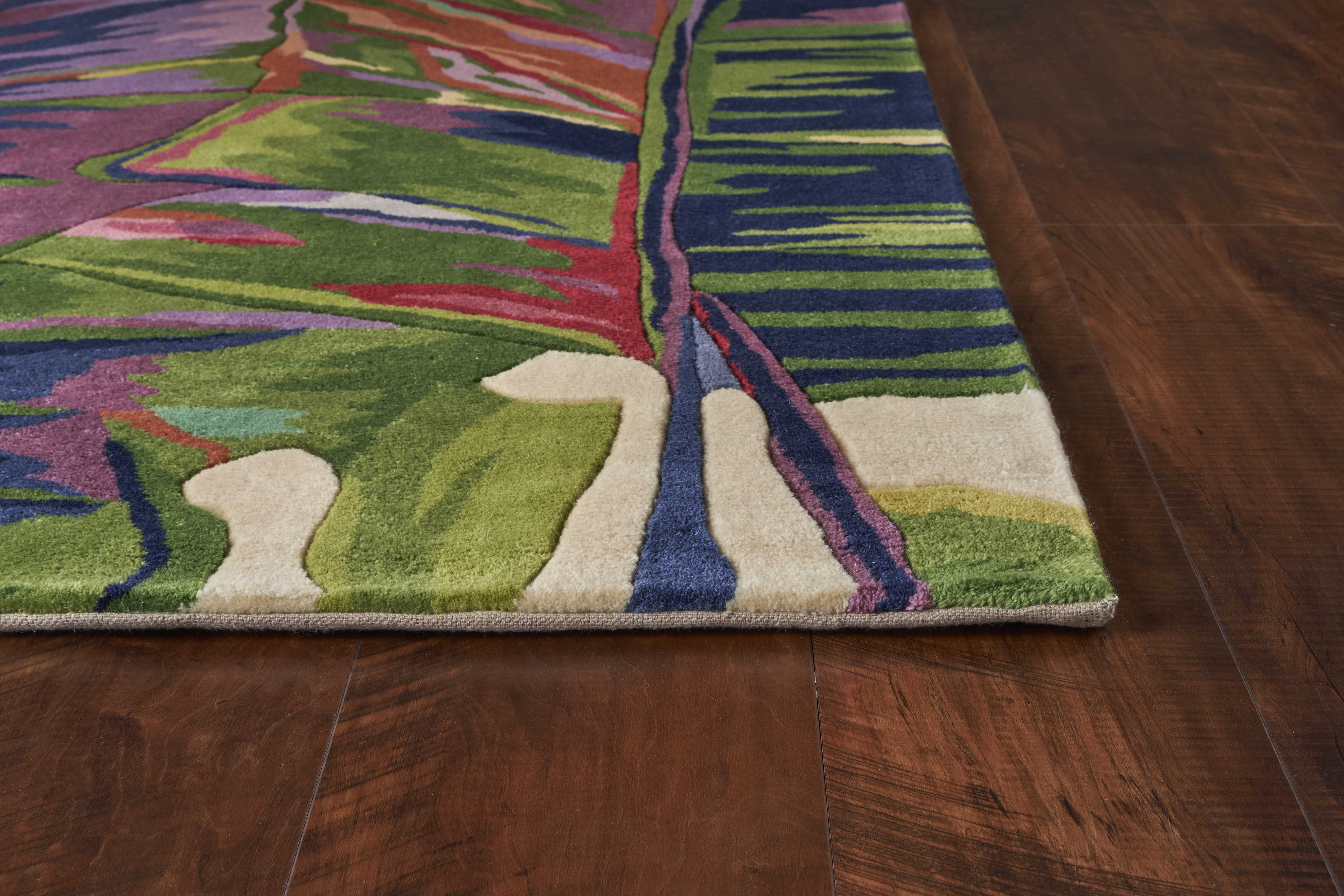 2' X 4' Ivory Frond Leaves Wool Area Rug