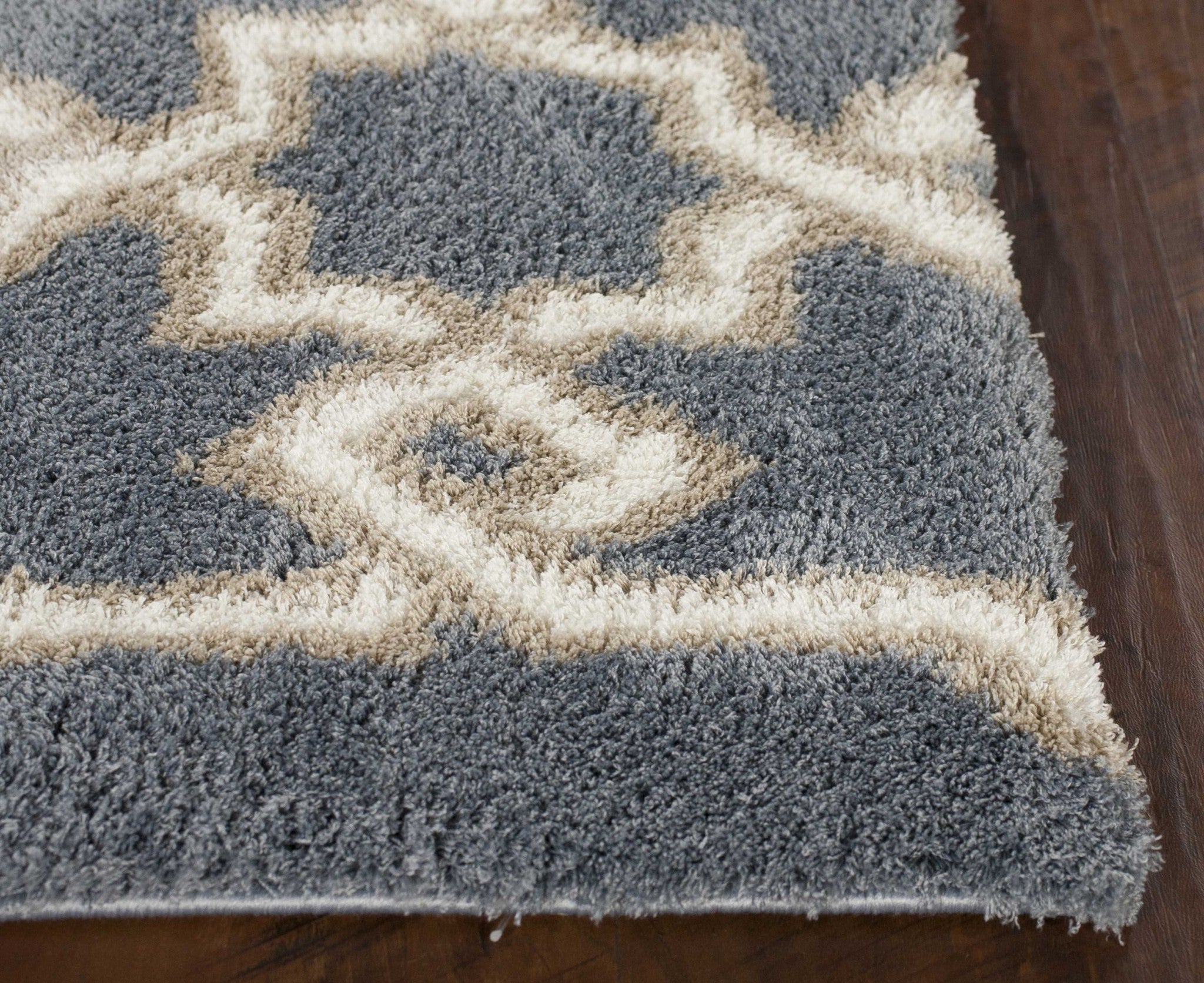3'X5' Slate Blue Geometric Machine Woven Microfiber Indoor Area Rug