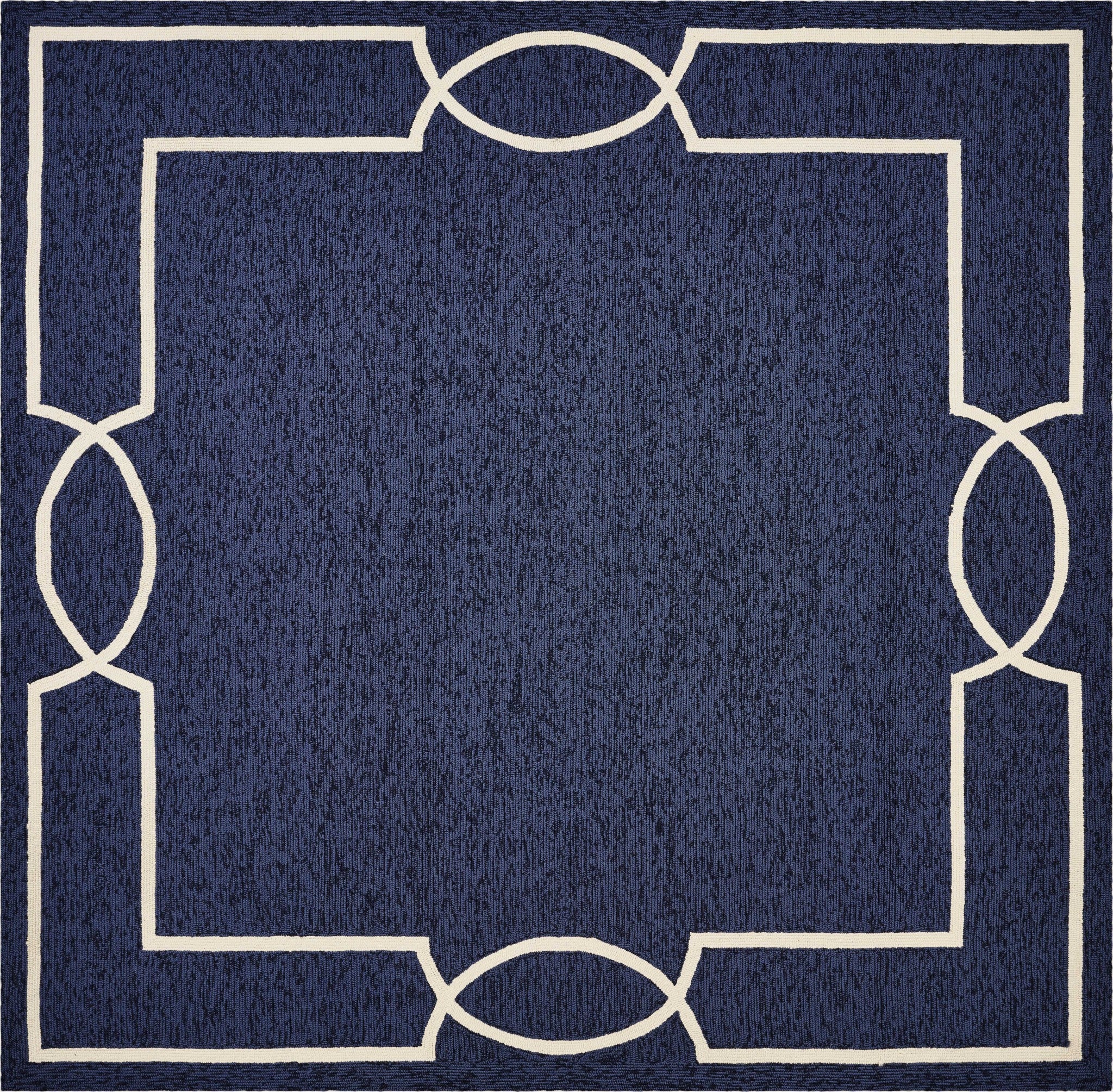 7' Square Uv Treated Polypropylene Ocean Area Rug