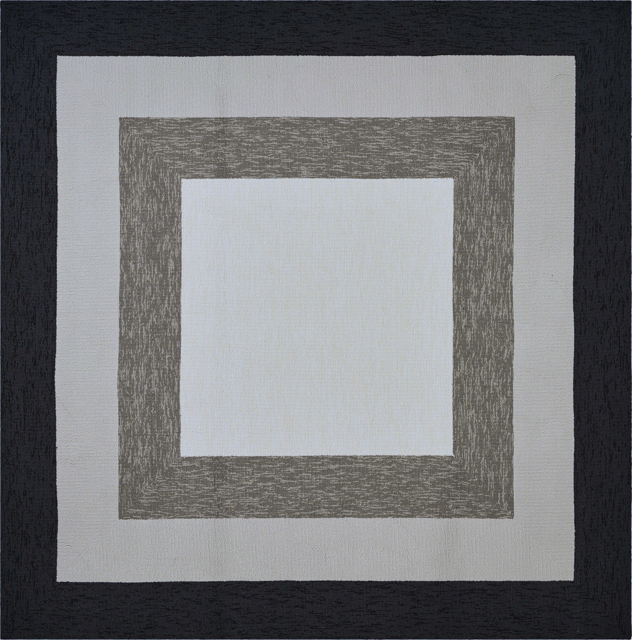 7' Square Uv Treated Polypropylene Charcoal Area Rug