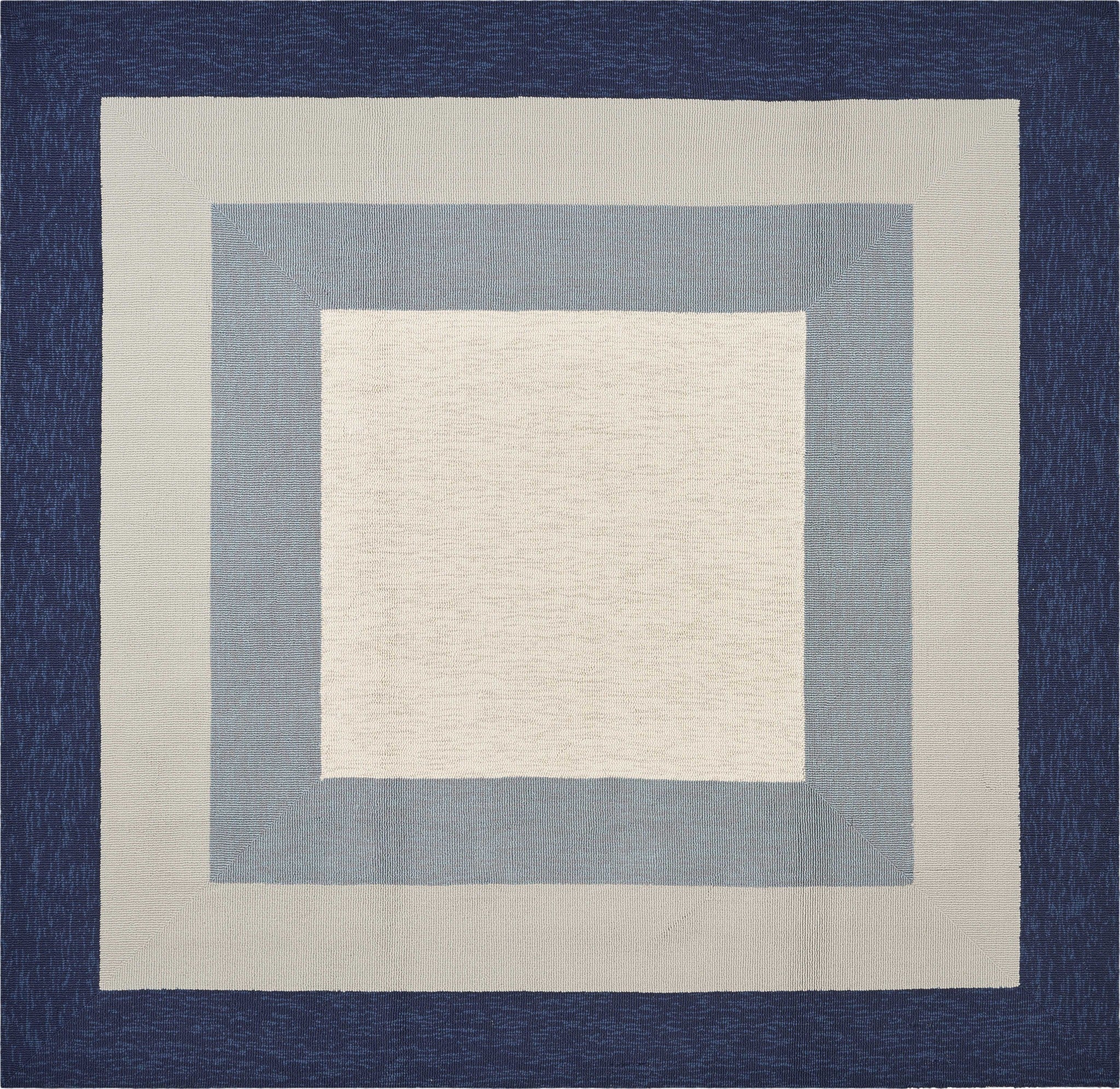 7' Square Uv Treated Polypropylene Slate Or Navy Area Rug