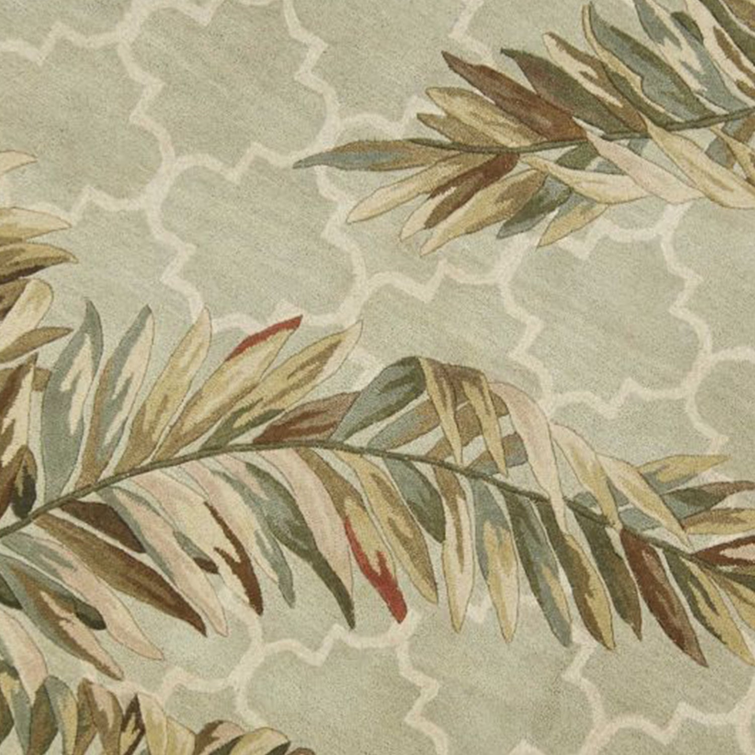 6' Sage Green Hand Tufted Tropical Quatrefoil Round Indoor Area Rug