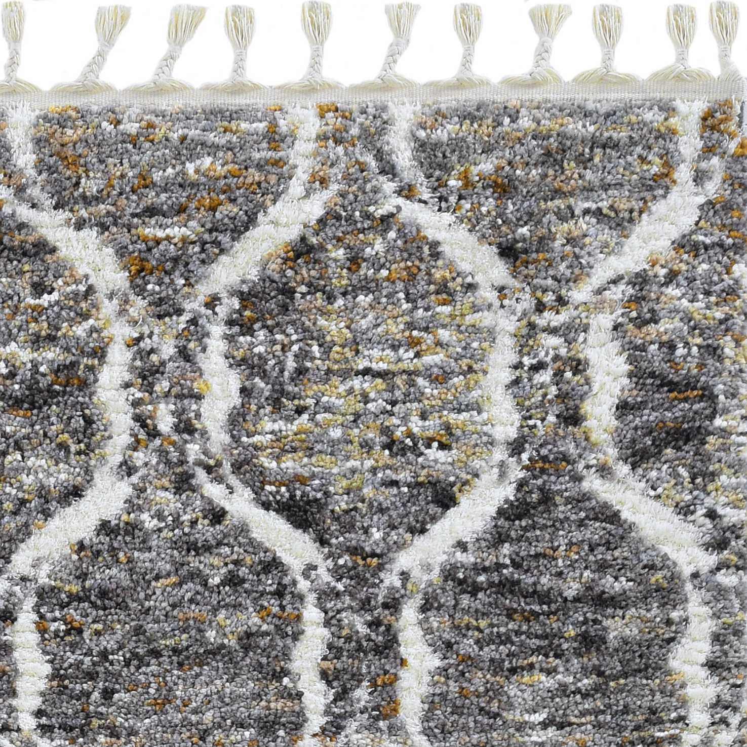 8'X11' Grey Sand Machine Woven Space Dyed Ogee Indoor Area Rug