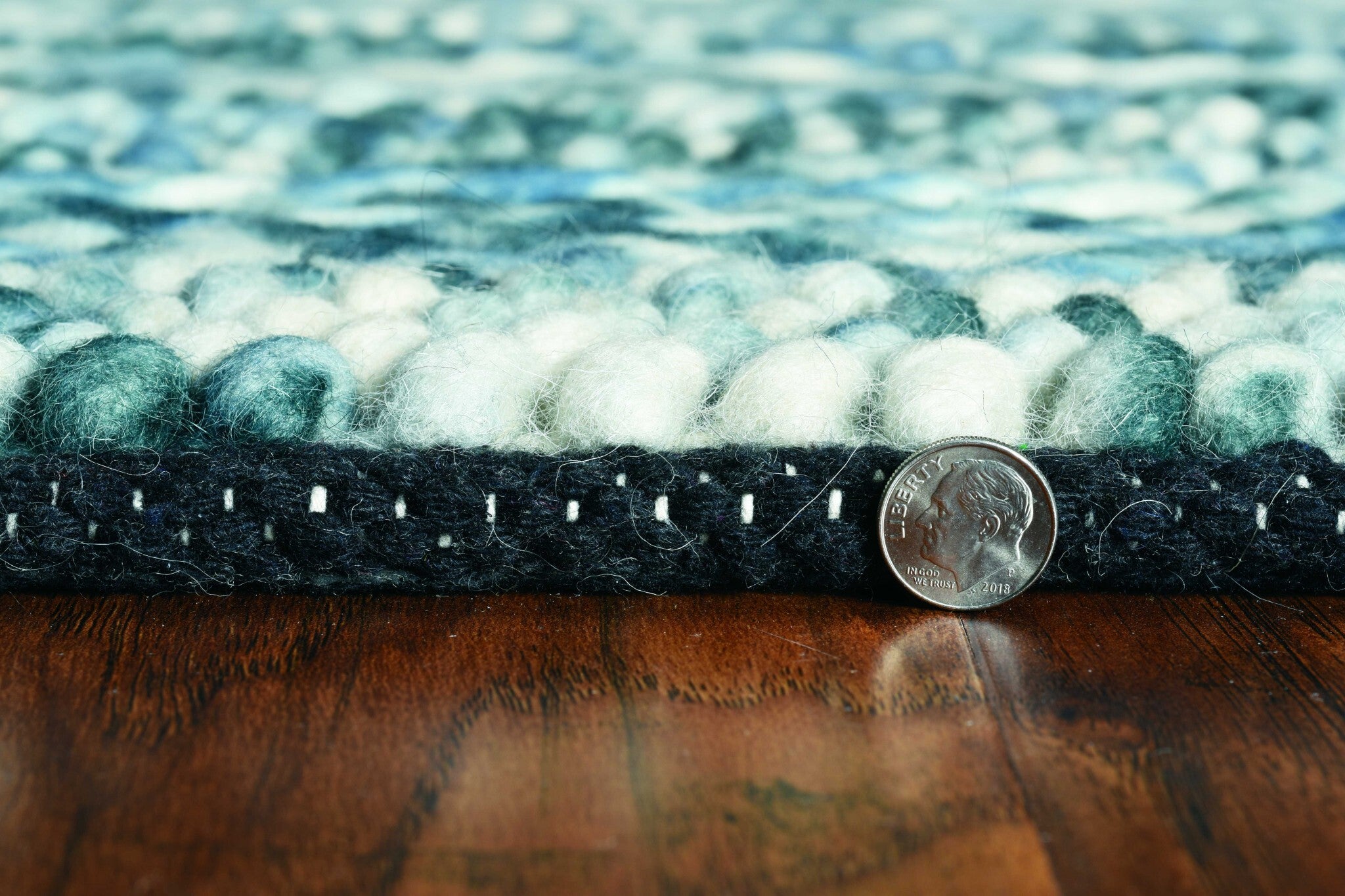 9'X13' Blue Heather Hand Woven Knobby Stripes Indoor Area Rug