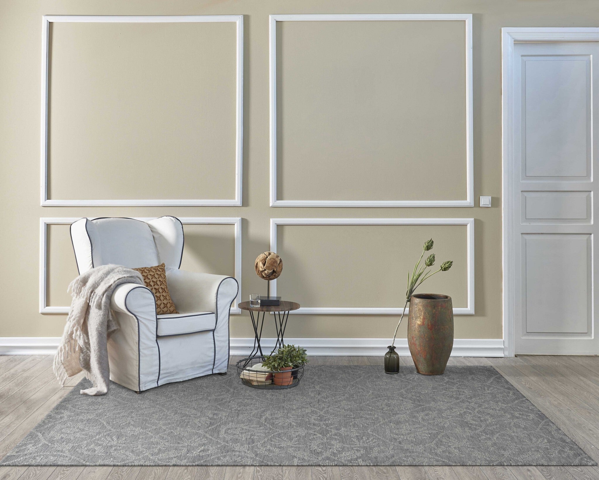 8'X11' Grey Hand Tufted Space Dyed Ogee Indoor Area Rug