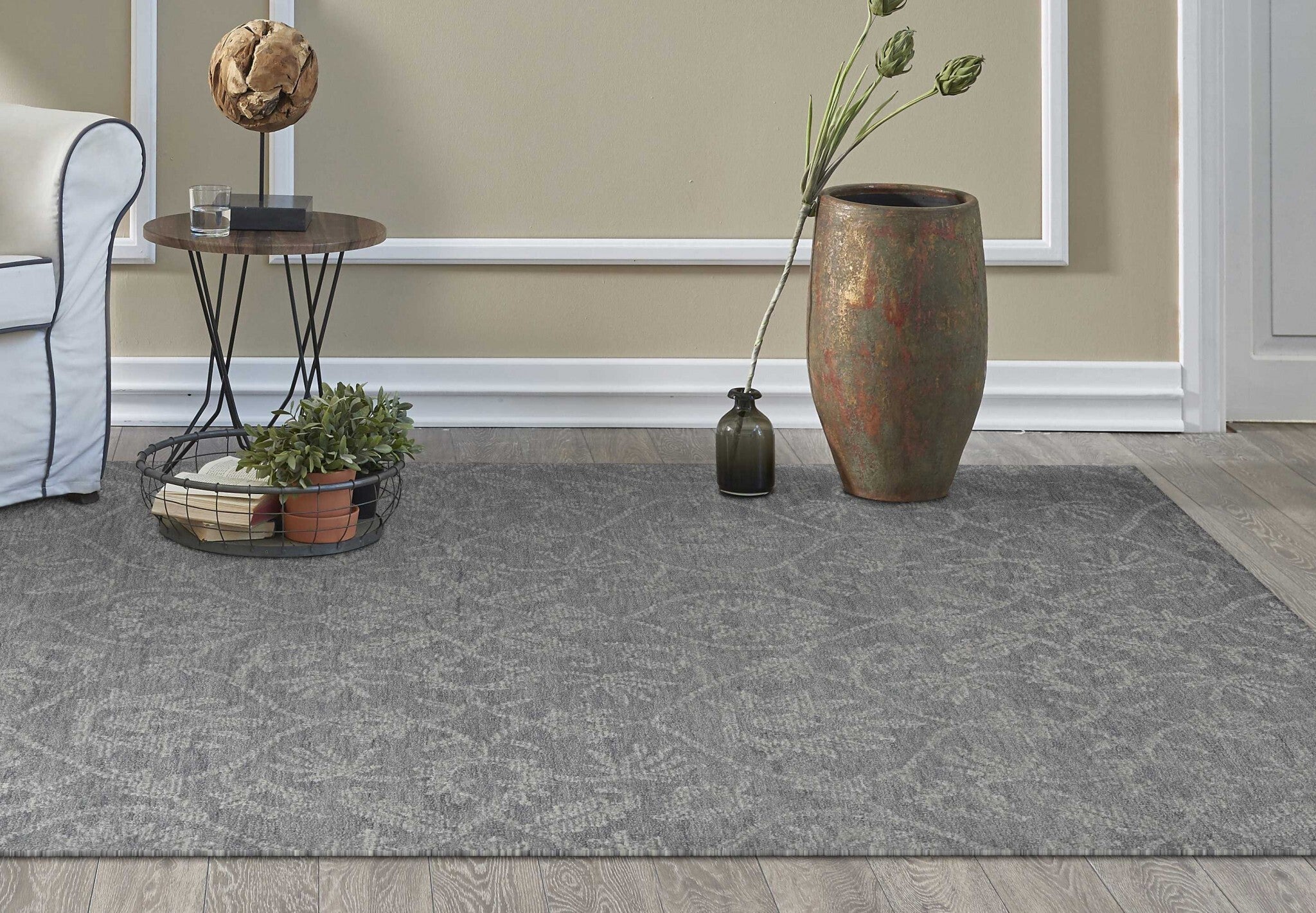 8'X11' Grey Hand Tufted Space Dyed Ogee Indoor Area Rug