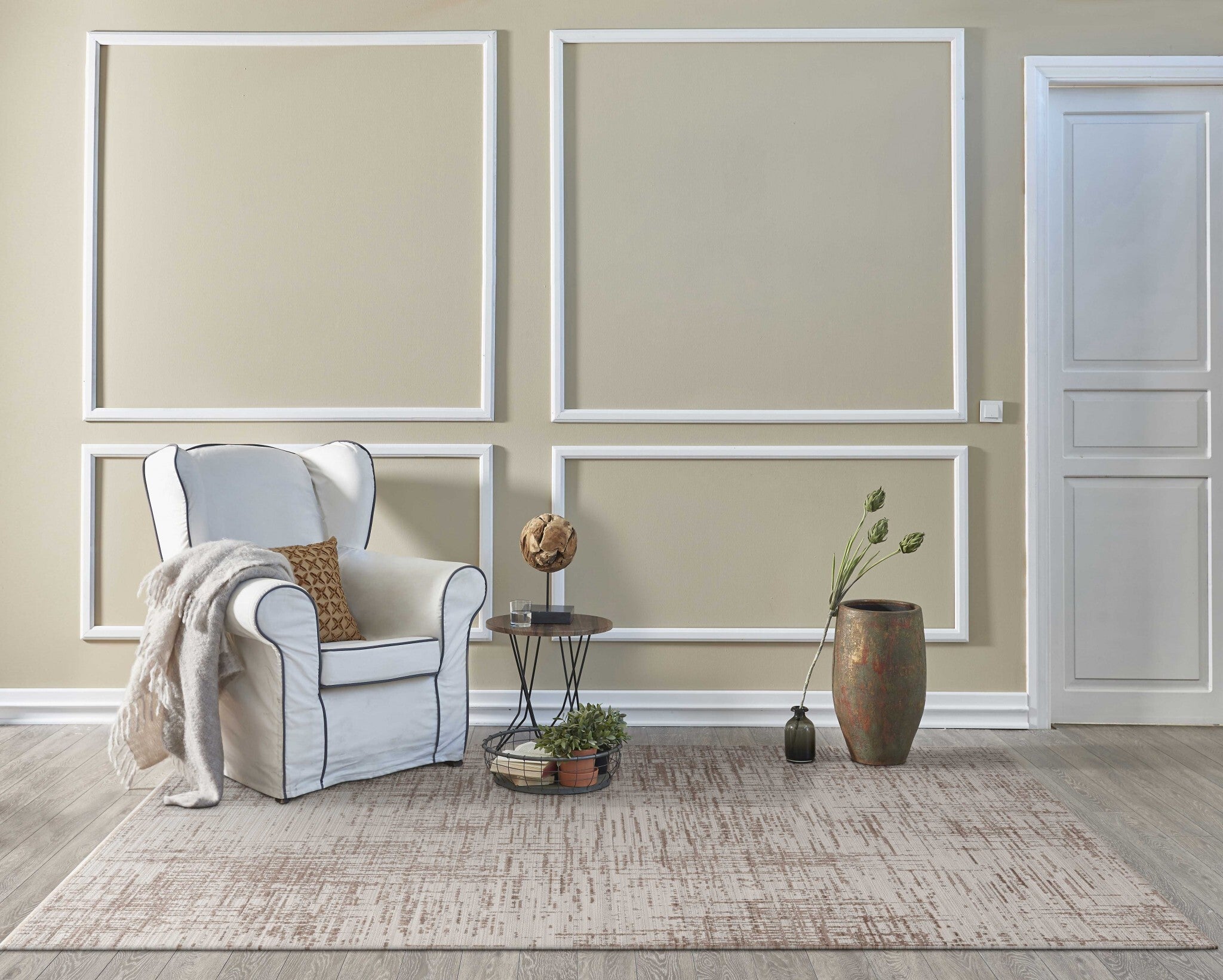 8'X11' Natural Beige Machine Woven Scratch Indoor Area Rug
