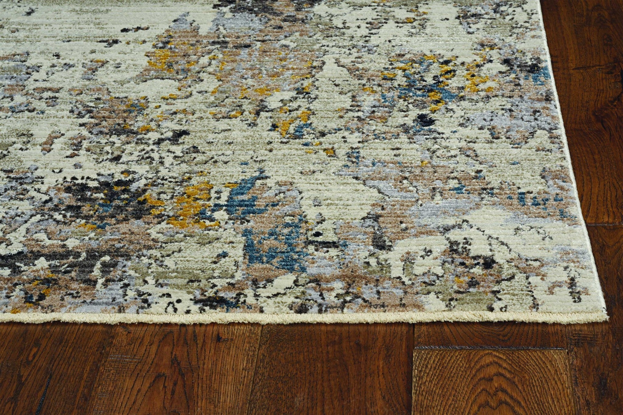 5'X8' Silver Machine Woven Abstract Indoor Area Rug
