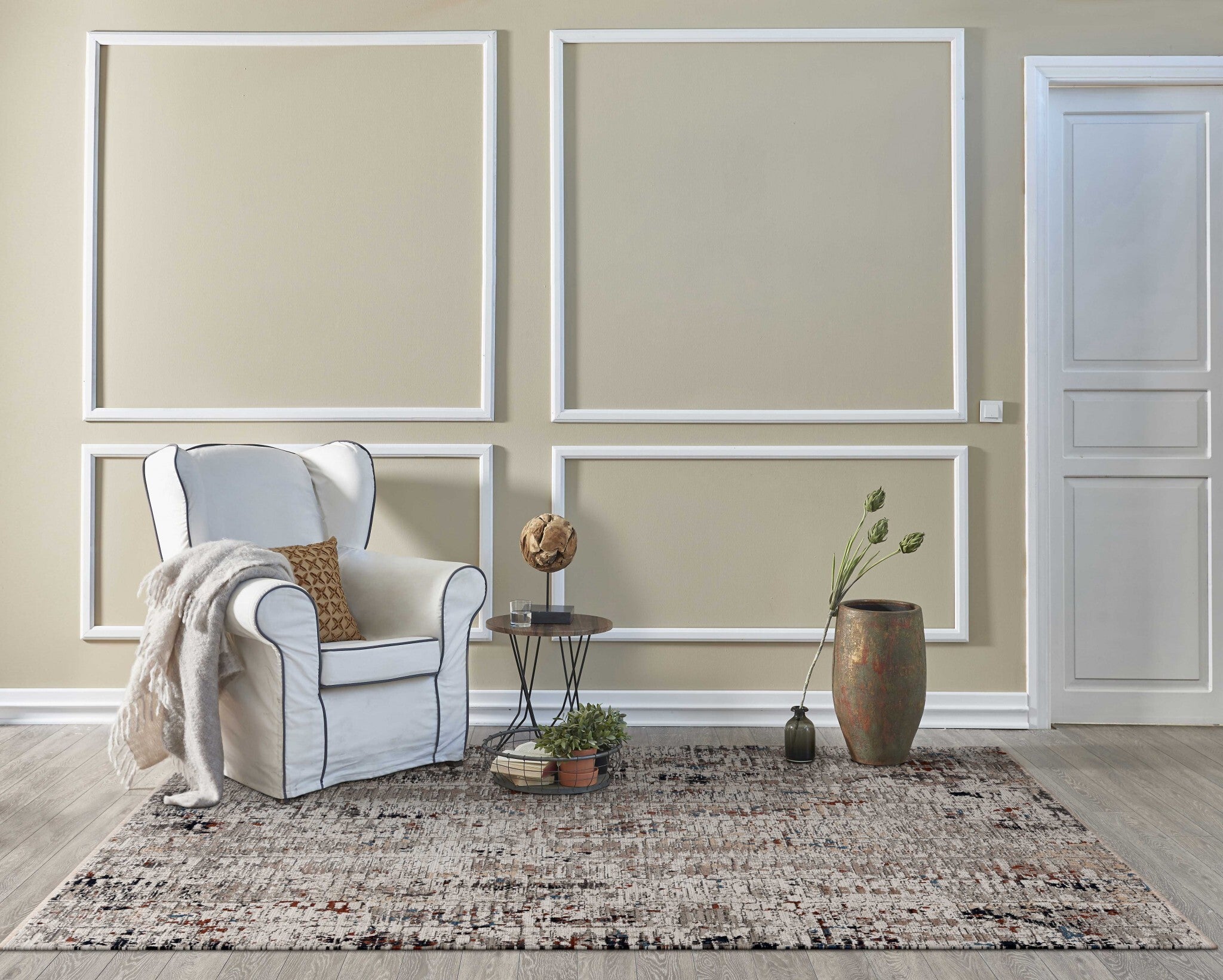 106 X 158 Beige Or Grey Polyester Rug