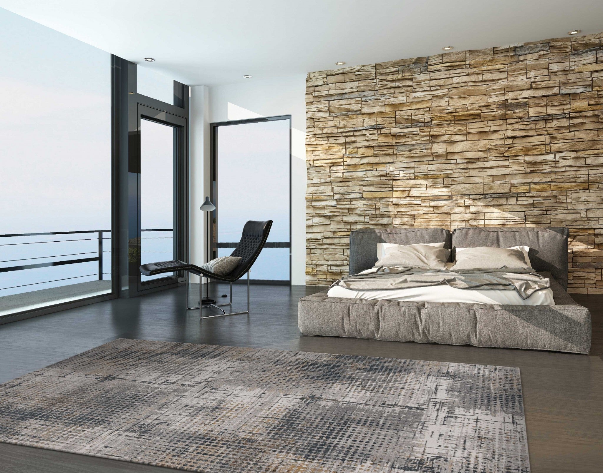 10'X13' Ivory Grey Machine Woven Abstract Scratch Indoor Area Rug