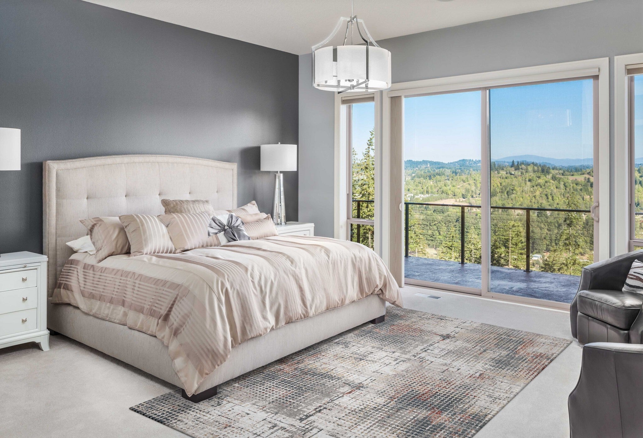 5'X8' Grey Brick Machine Woven Abstract Indoor Area Rug