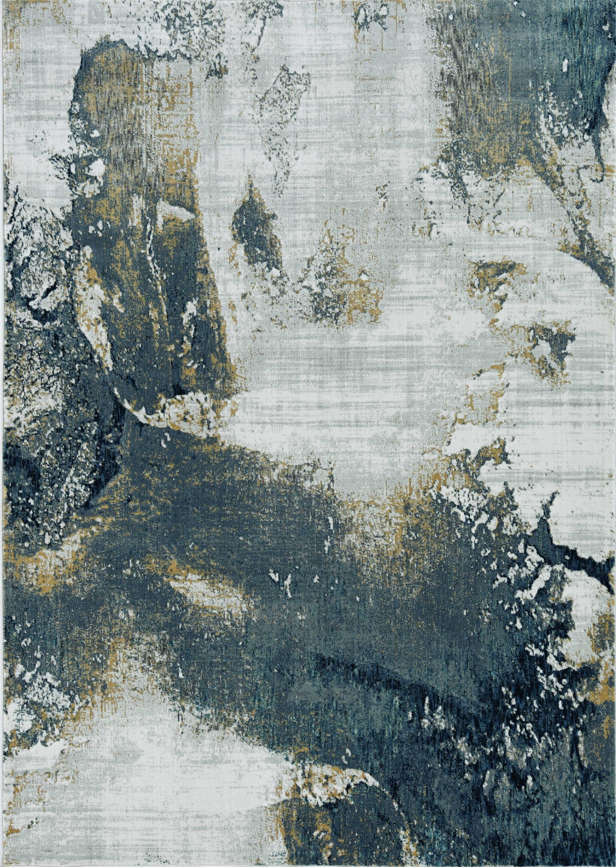 3'X5' Grey Brick Machine Woven Abstract Watercolor Indoor Area Rug