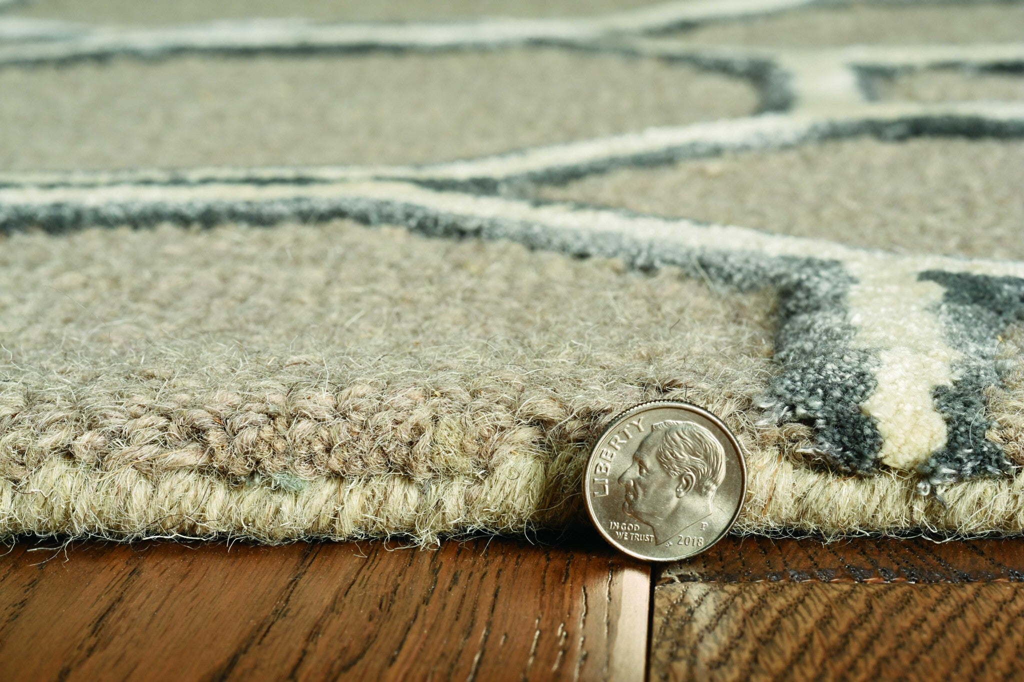 5' X 7' Mocha Geometric Pattern Wool Indoor Area Rug