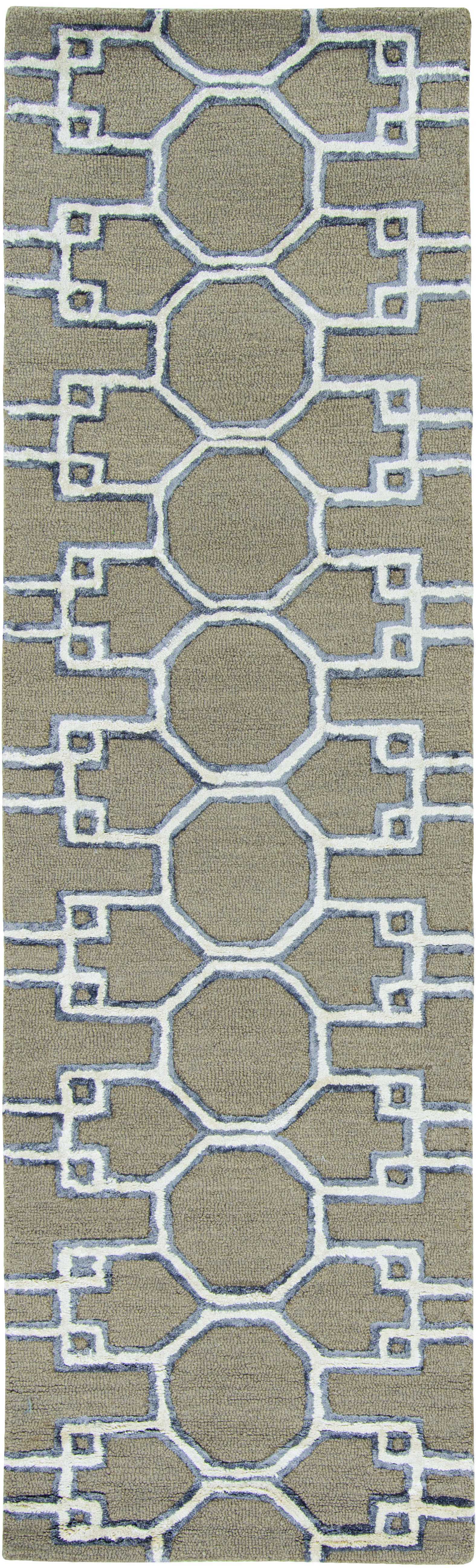 5' X 7' Mocha Geometric Pattern Wool Indoor Area Rug