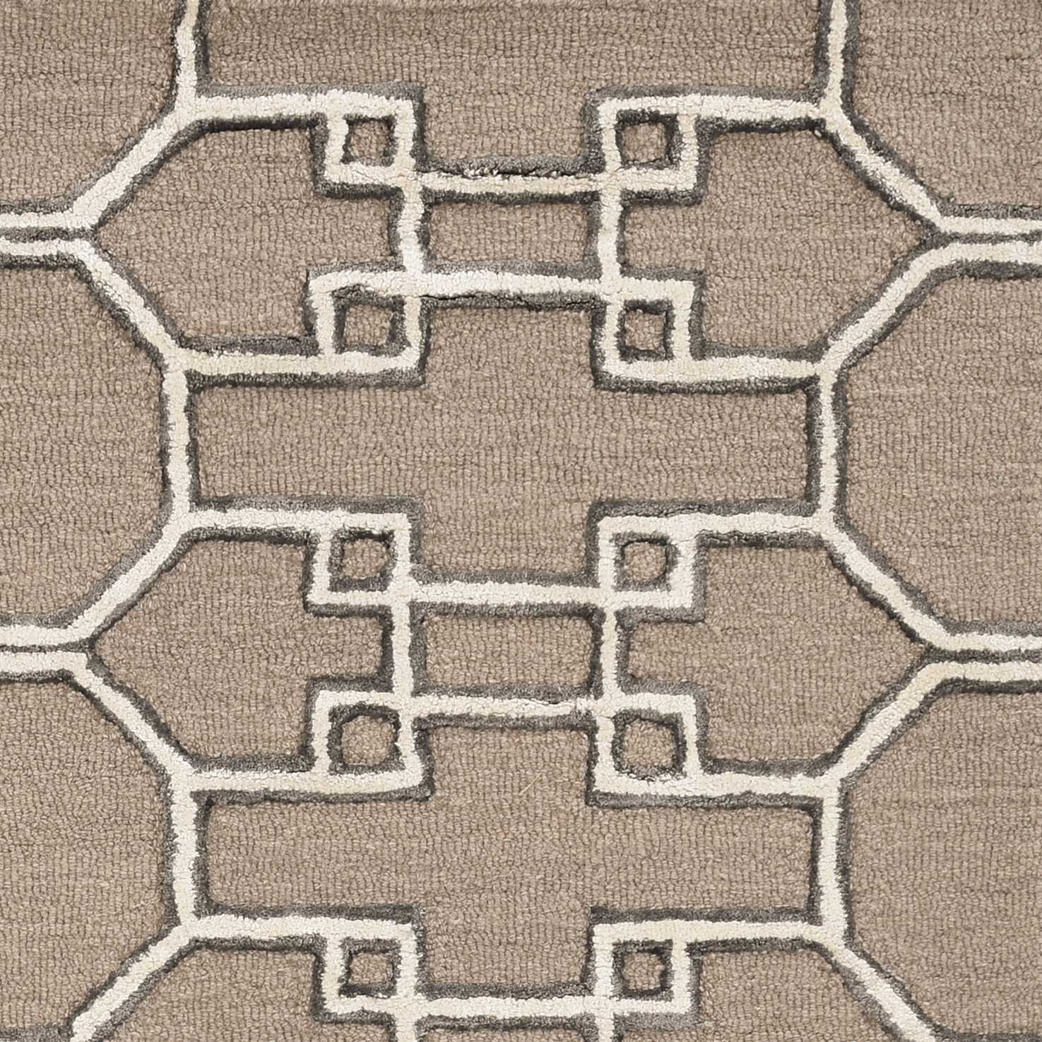 5' X 7' Mocha Geometric Pattern Wool Indoor Area Rug