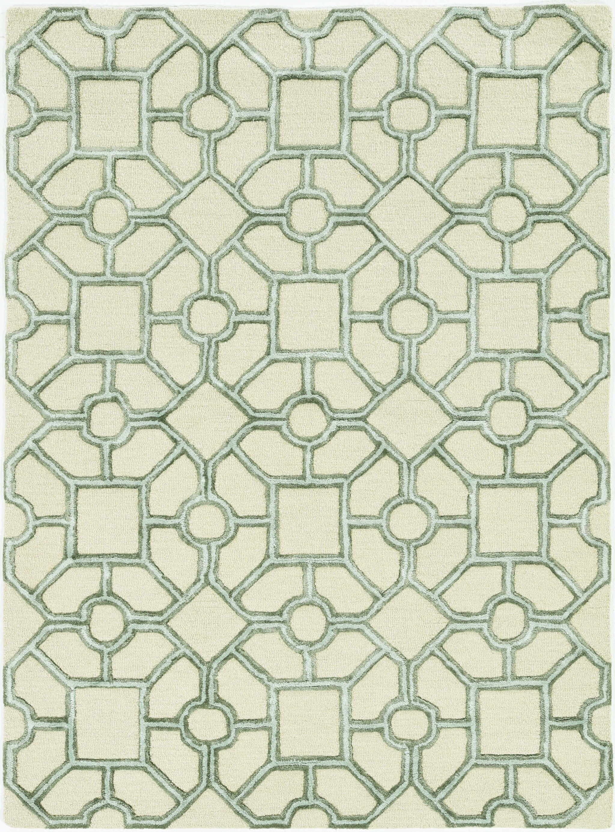 5'X7' Beige Hand Tufted Geometric Indoor Area Rug